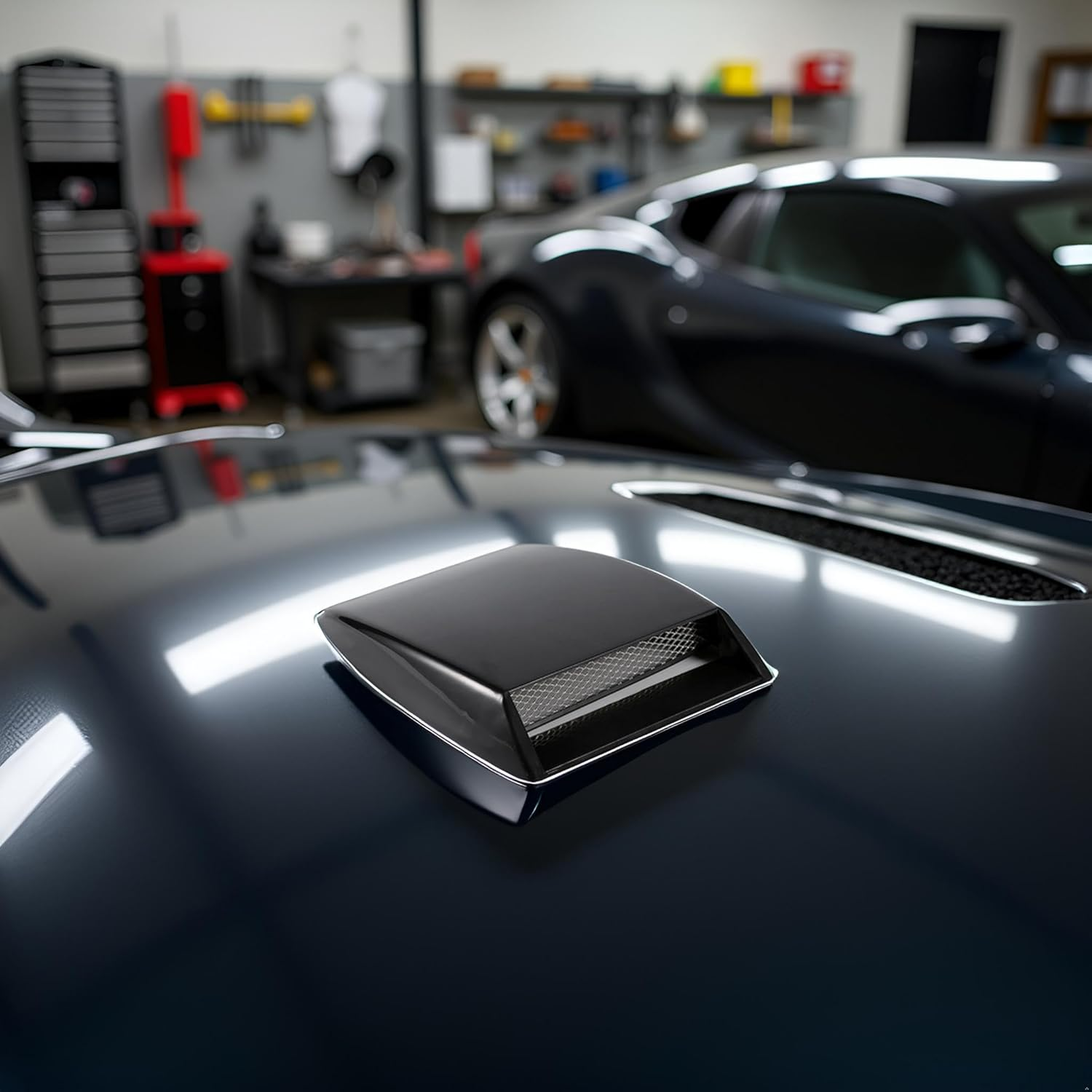 Universal Car Classy Air Flow Intake Scoop Bonnet Fit for Vent Sticker Cover Hood for Stylish Look Fit Most Cars and Vehicles ABS Material (Black)