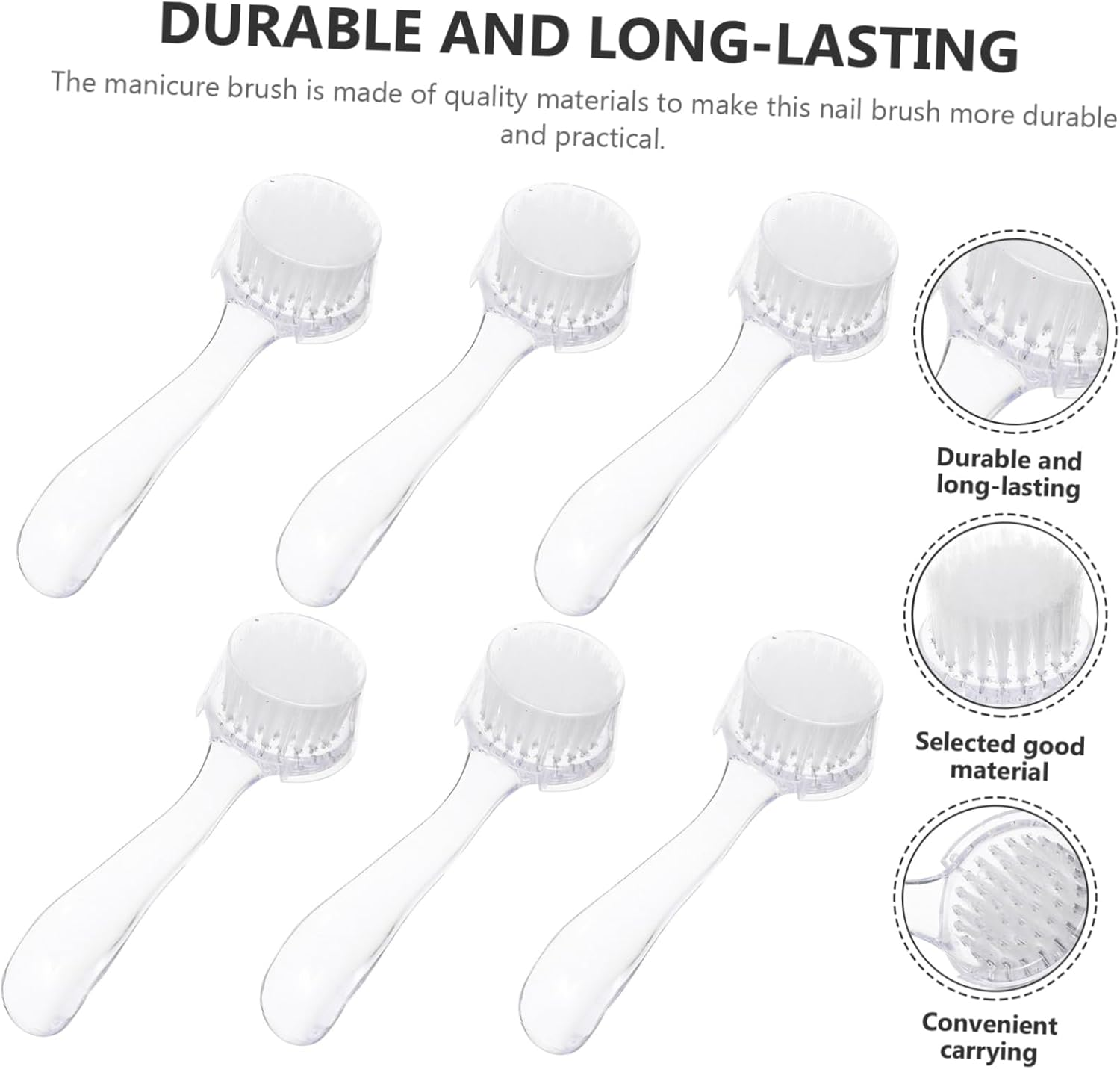 6Pcs Manicure Brush Fingernail Brush Tool Nail Cleaner Compact and Comfortable image number 6