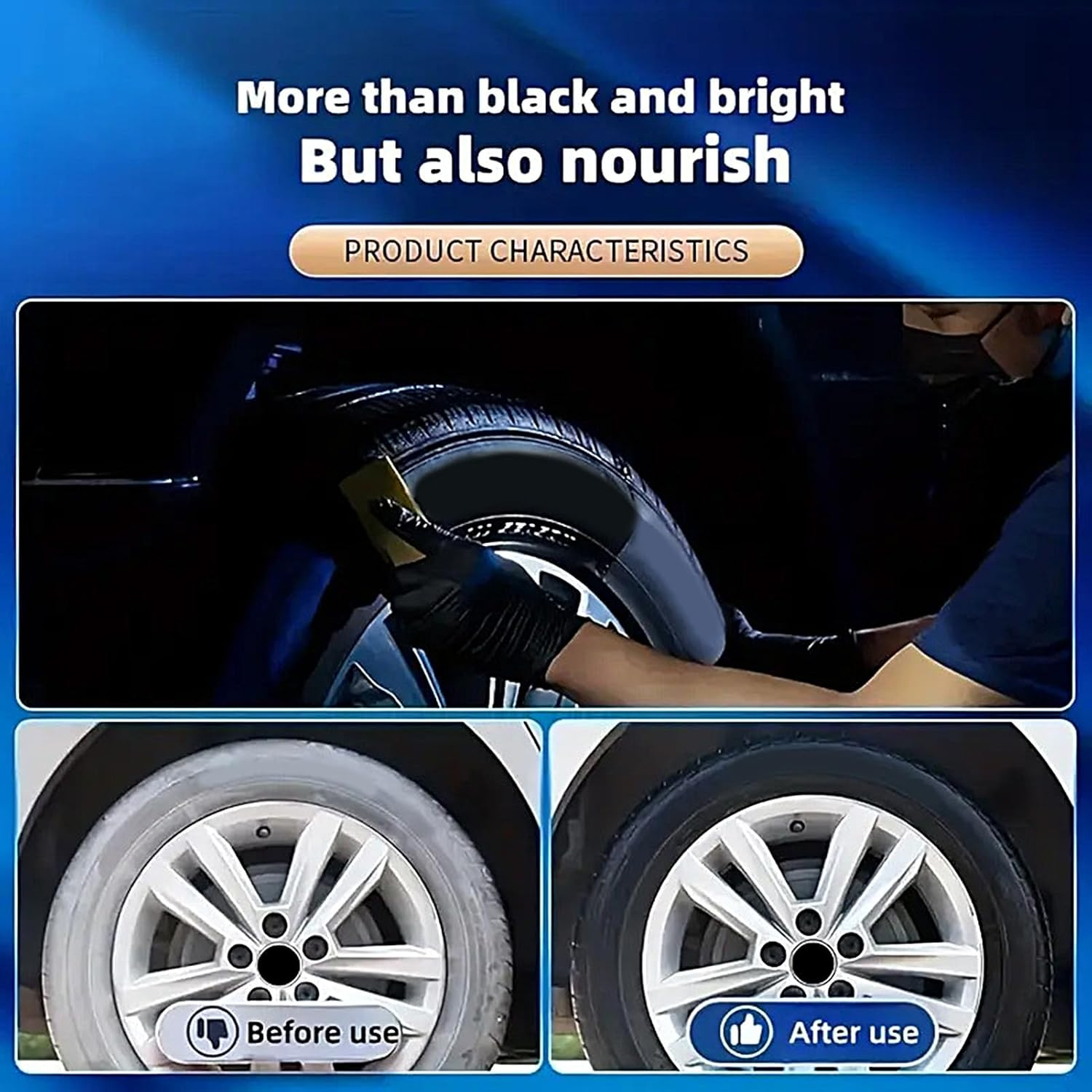 Car Tire Shine | 150G Vehicle Cleaning Balm - with Sponge Waterproof Auto Tire Shine | for Vehicle Exterior Automotive Truck Trailer Tractor RV SUV image number 3