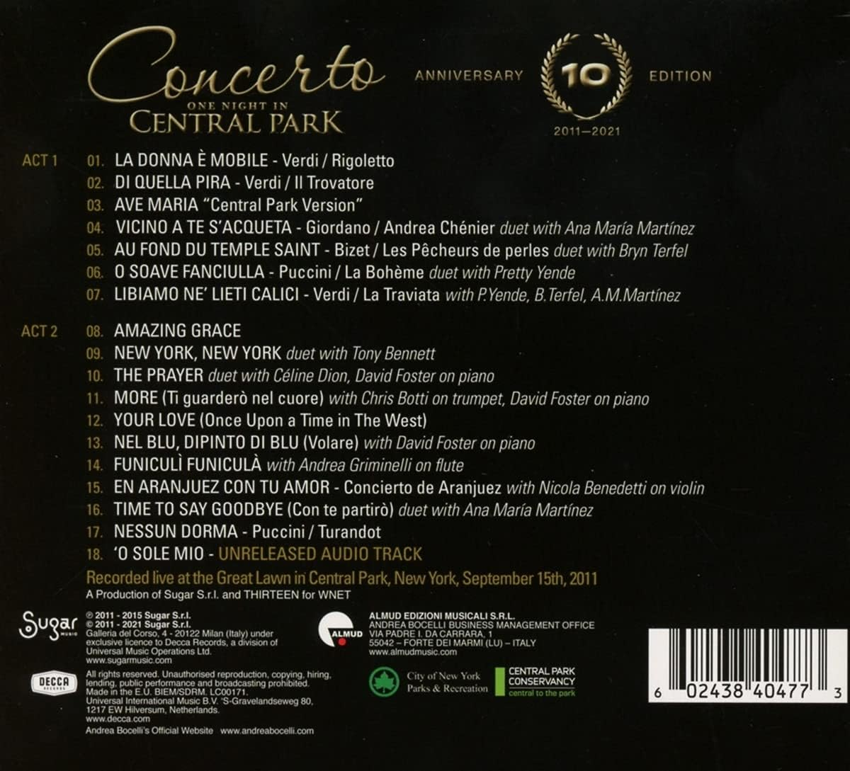 Concerto: One Night in Central Park - 10Th Anniversary