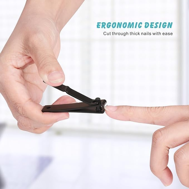 Nail Clippers Manicure Set-Toenail Clippers and Fingernail Clippers, Ultra Sharp Cutter for Ingrown Toenail Clippers with File, Sharp and Durable Stainless Steel Nail Cutter W/Metal Case, Black image number 3