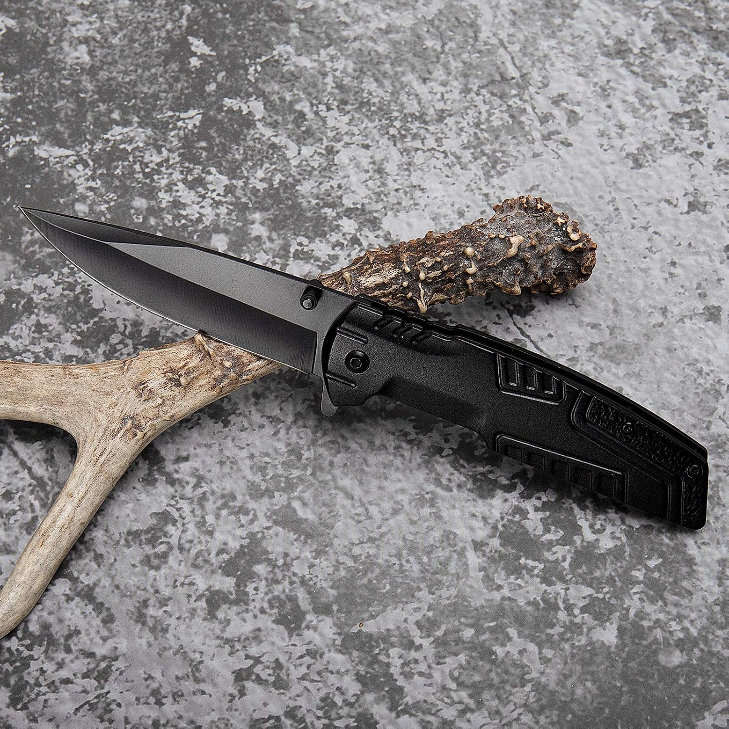 Stainless Steel Folding Pocket Knife, Black Blade, Aluminum Handle, Suitable for Daily Use, Outdoor, EDC image number 5