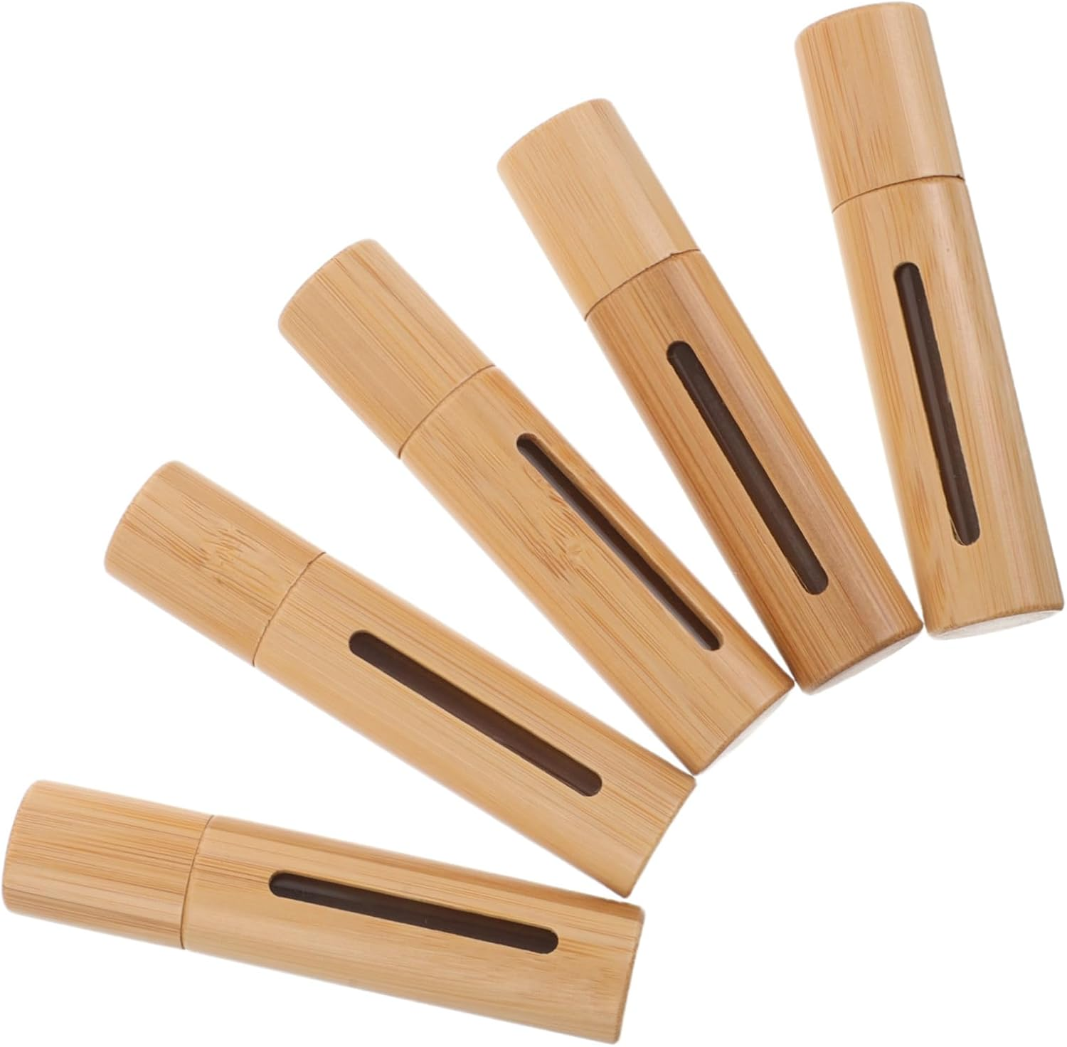 MERRYHAPY 5Pcs Bamboo Bottles for Travel Essential Oils Perfume Refillable Portable Fragrance Containers with Smooth Roller for Precise Application image number 3