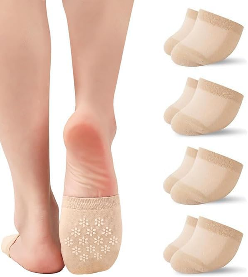 Half Socks for Women, Toe Socks Womens for Mules, Non Slip Silicone Toe Topper Covers No Show Invisible Non-Slip Liners for Clogs, Pump Shoes 4 Pairs image number 2