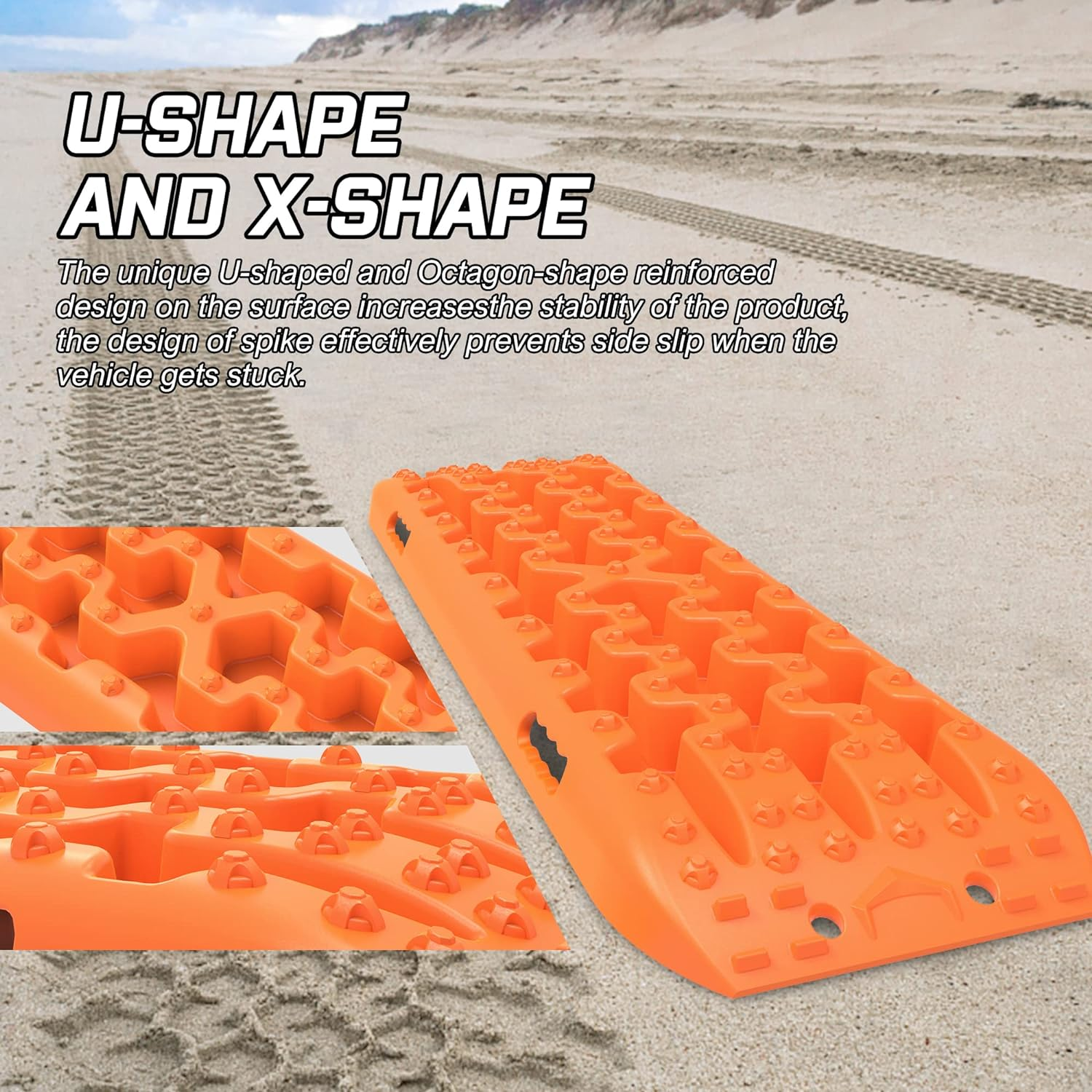 X-Bull Recovery Tracks Long Traction 4WD Boards Offroad Tracks 22046LBS/10000KG Stand for Automotive Accessories Tires and Wheels in Sand Mud Snow1 Pair Track Tyre Ladder for 4X4 Safety Tools image number 6