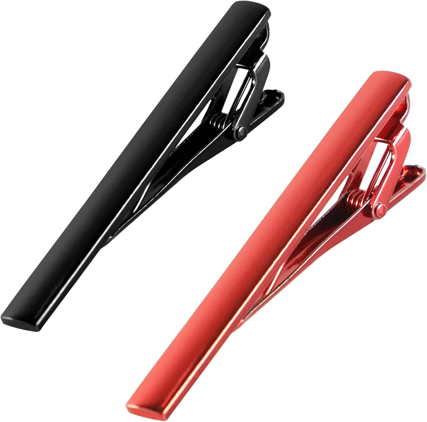 Roctee 4 Pack Tie Clip for Men, Regular Tie Pin Set Tie Bar Necktie Bar Pinch Clips for Business Wedding and Daily Life, Include Black Navy Gold Silver 4 Colors