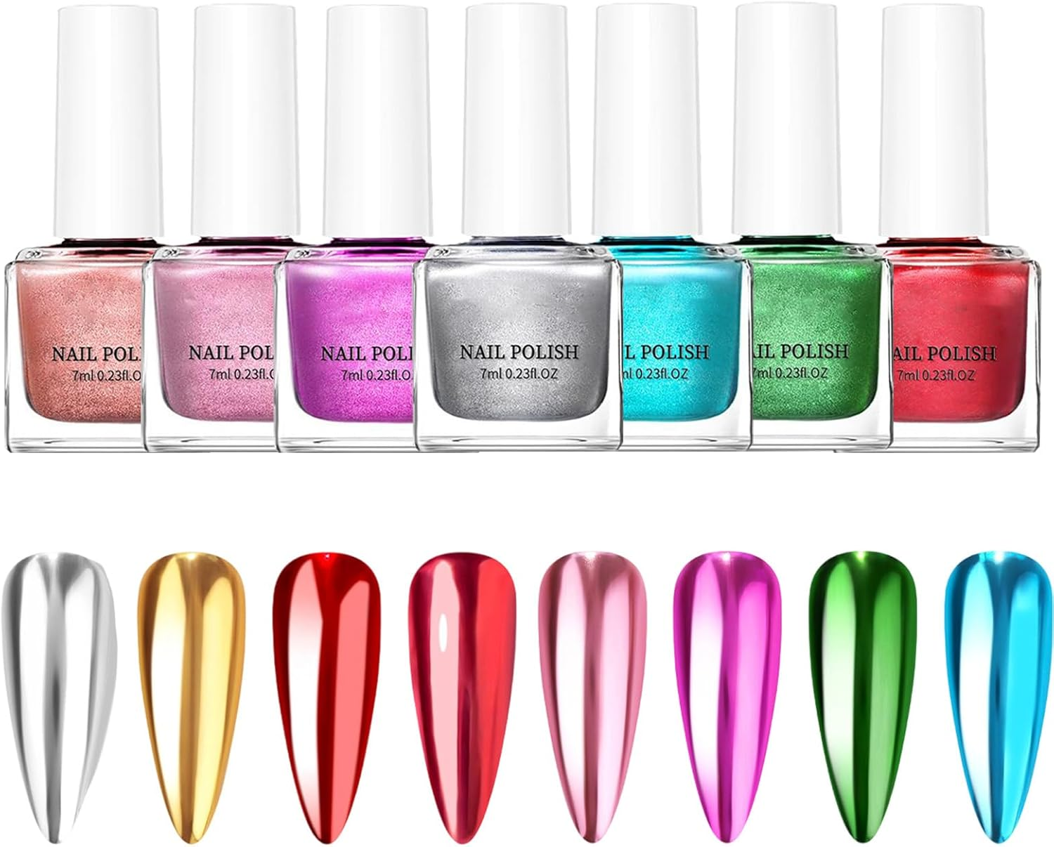 Mirror Nail Polish &ndash; Radiant Chrome Shade Set, Fast-Setting Liquid Glaze, Ultra-Reflective Style Accent, Color-Intense Fingertip Lacquer | for Manicure Creations Fashion Gatherings Festive Evenings Tr image number 4