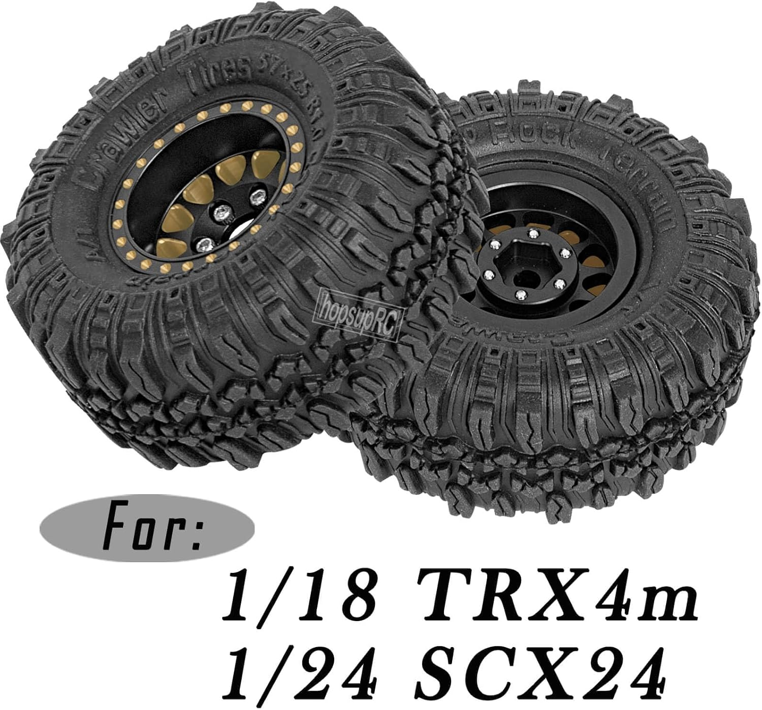 Full Brass 1.0In Beadlock RC Truck Tires Wheel Tires Upgrades Part for 1/18 1/24 Trx4M Axial SCX24 FMS FCX24 RC Crawler,Rc Wheels Hops Up(4Pcs Black) image number 6