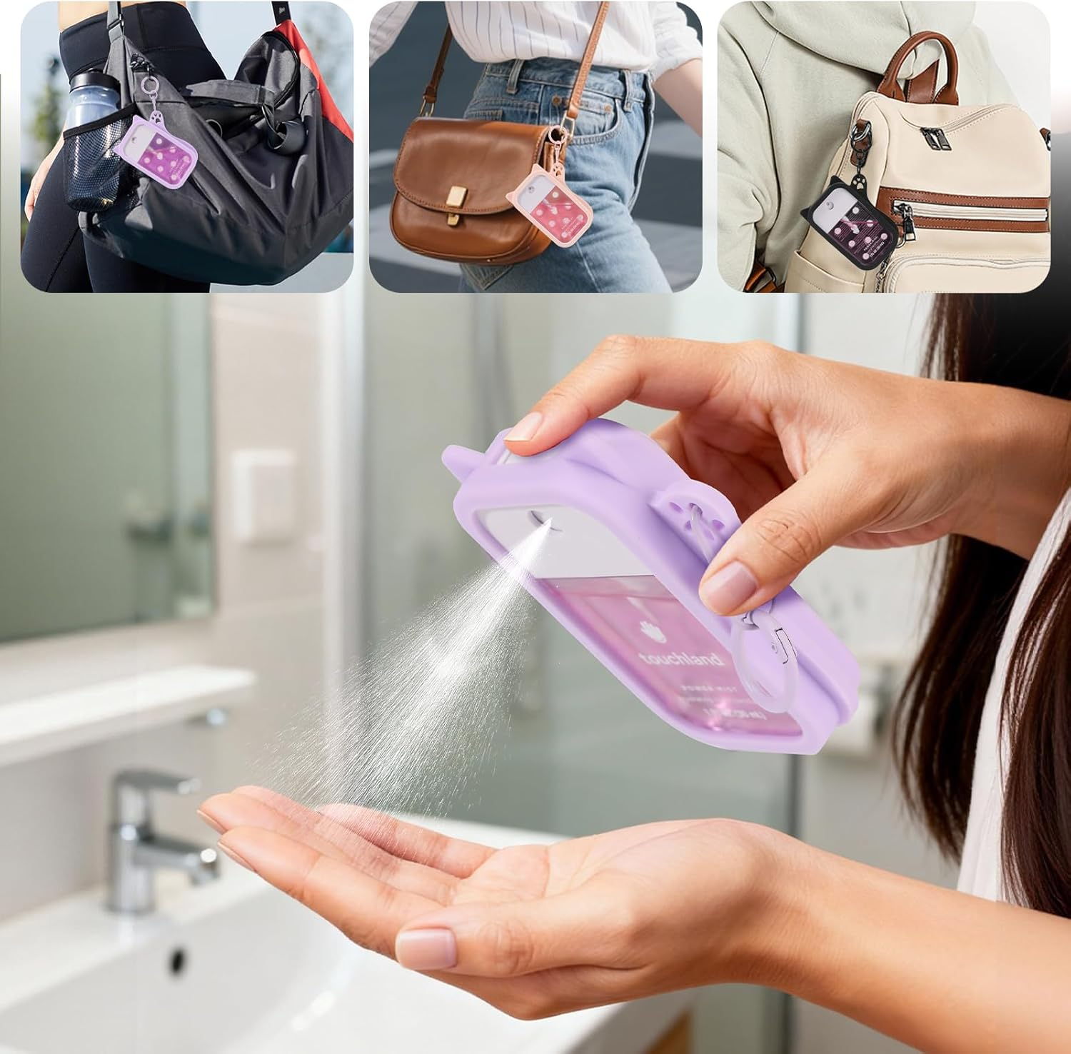 DATANSUN Silicone Case with Keychain for Touchland, Purple - Blue image number 3