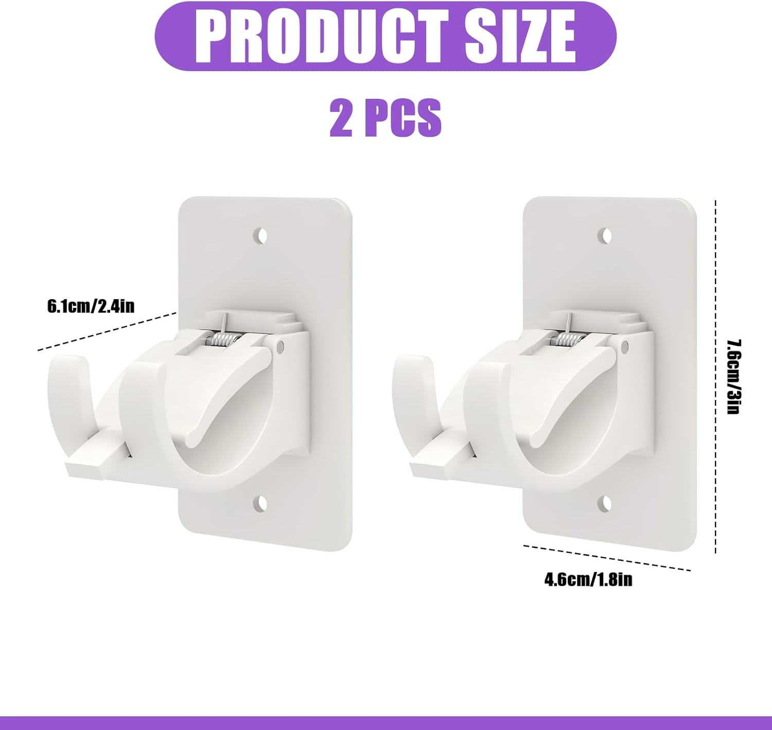 Self-Adhesive Curtain Hooks , Curtain Rod Required, Adjustable Plastic Holders for Rods, with Ceiling Curtain Track