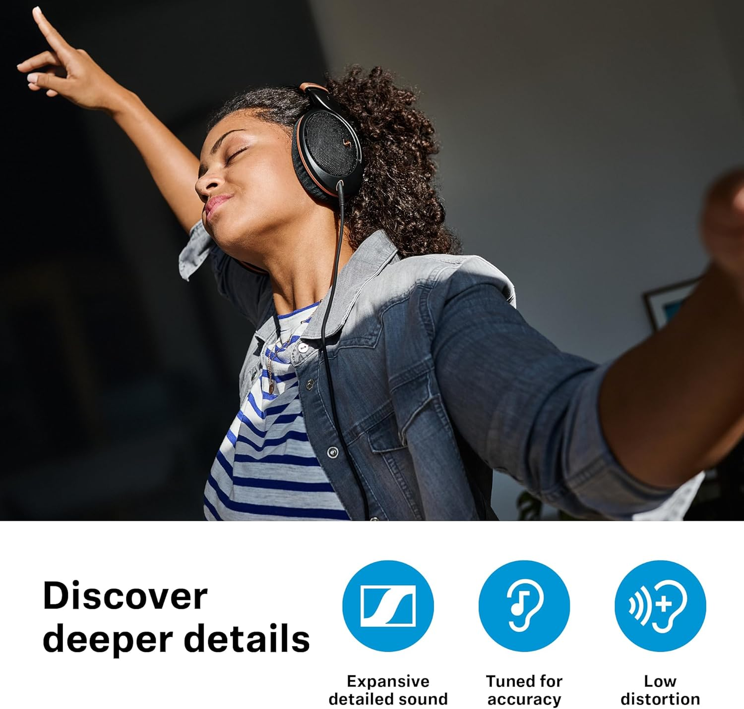 Sennheiser HD 505 Headphones, Wired, Over-Ear, with Transparent Sound and Controlled Bass, Enhanced Wearing Comfort, for Music, Work and Gaming &ndash; Incl. 1.80 M Cable, Drawstring Bag &ndash; Copper Edition image number 3