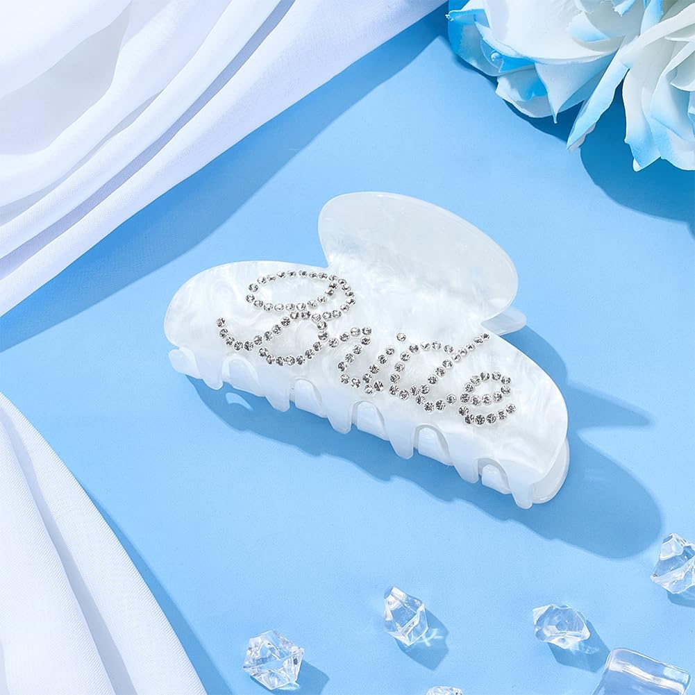 WADORN Acrylic Hair Clip with Rhinestones Snow White Hair Clips for Women Bride Logo 9.45 Cm for Weddings Bridal Showers Party Decorations Hen Night Bridesmaid Gifts image number 3
