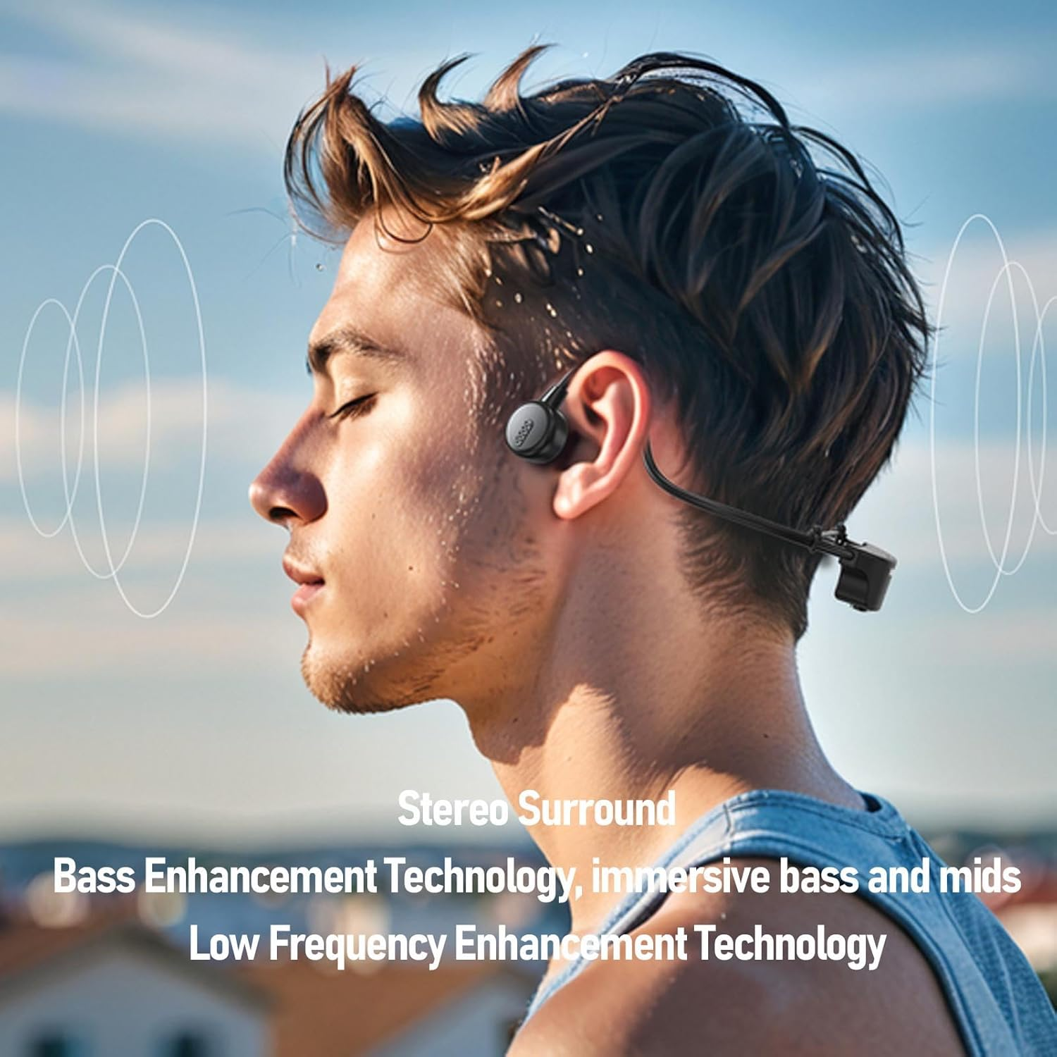 FLEXMAN Swimming Headphones, IPX8 Water Proof Wireless Bluetooth Sport Headphones with MP3 Player 32G Memory, Open Ear Double Sided Stereo Headset for Running Cycling Fitness image number 3