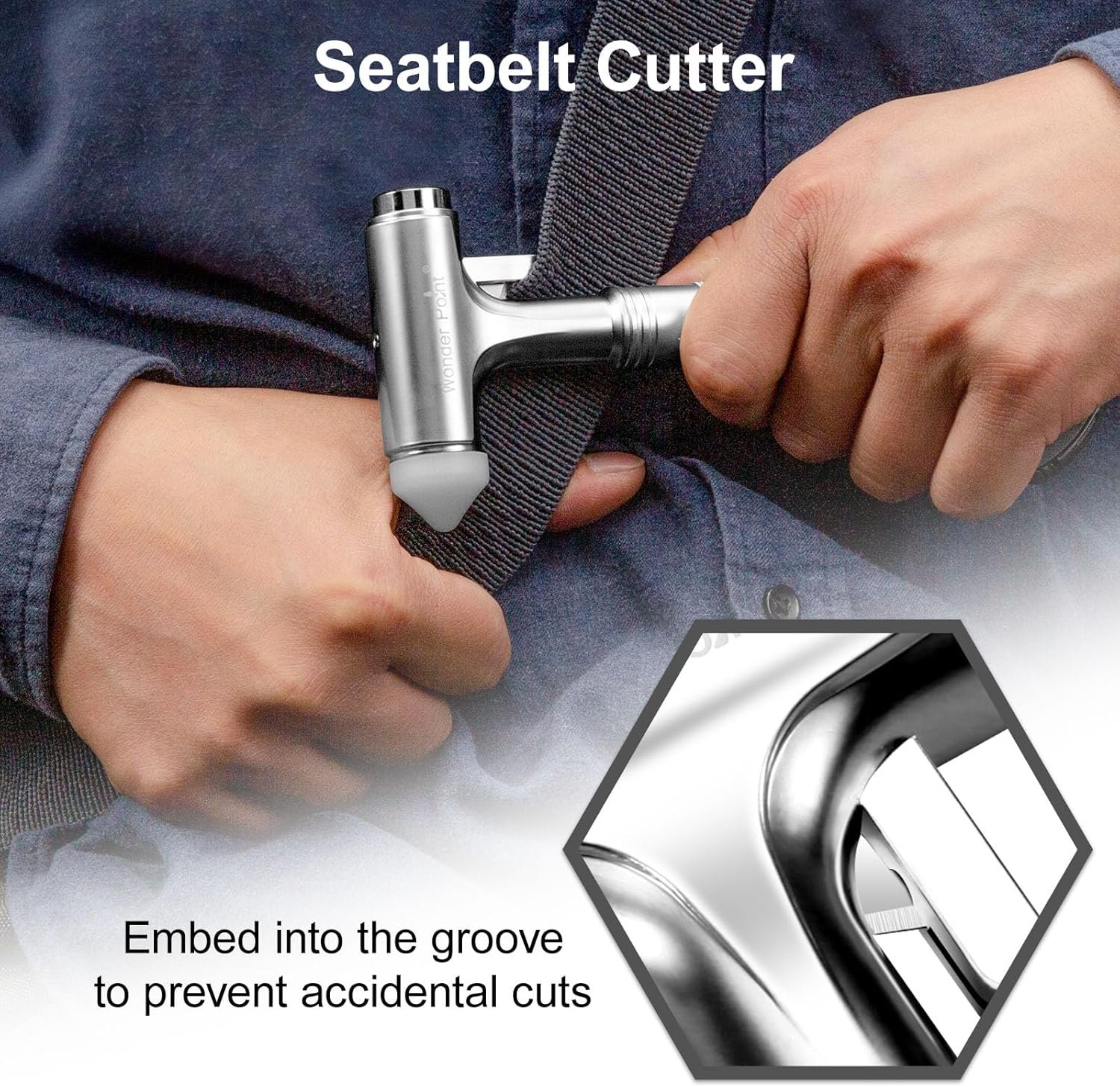 Car Safety Hammer - Emergecy Car Escape Tool, Metal Window Hammer, Glass Breaker with Seat Belt Cutter, Hard Aluminium Alloy Head Design image number 2