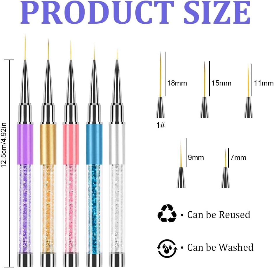 AYBUY Nail Art Pen, 5 Colours Nail Polish Pen Set, Nail Art Pen, DIY Line Nail Art, Graffiti, Art Beauty Decorating, Manicure Tools for Halloween, Christmas, Carnival image number 4