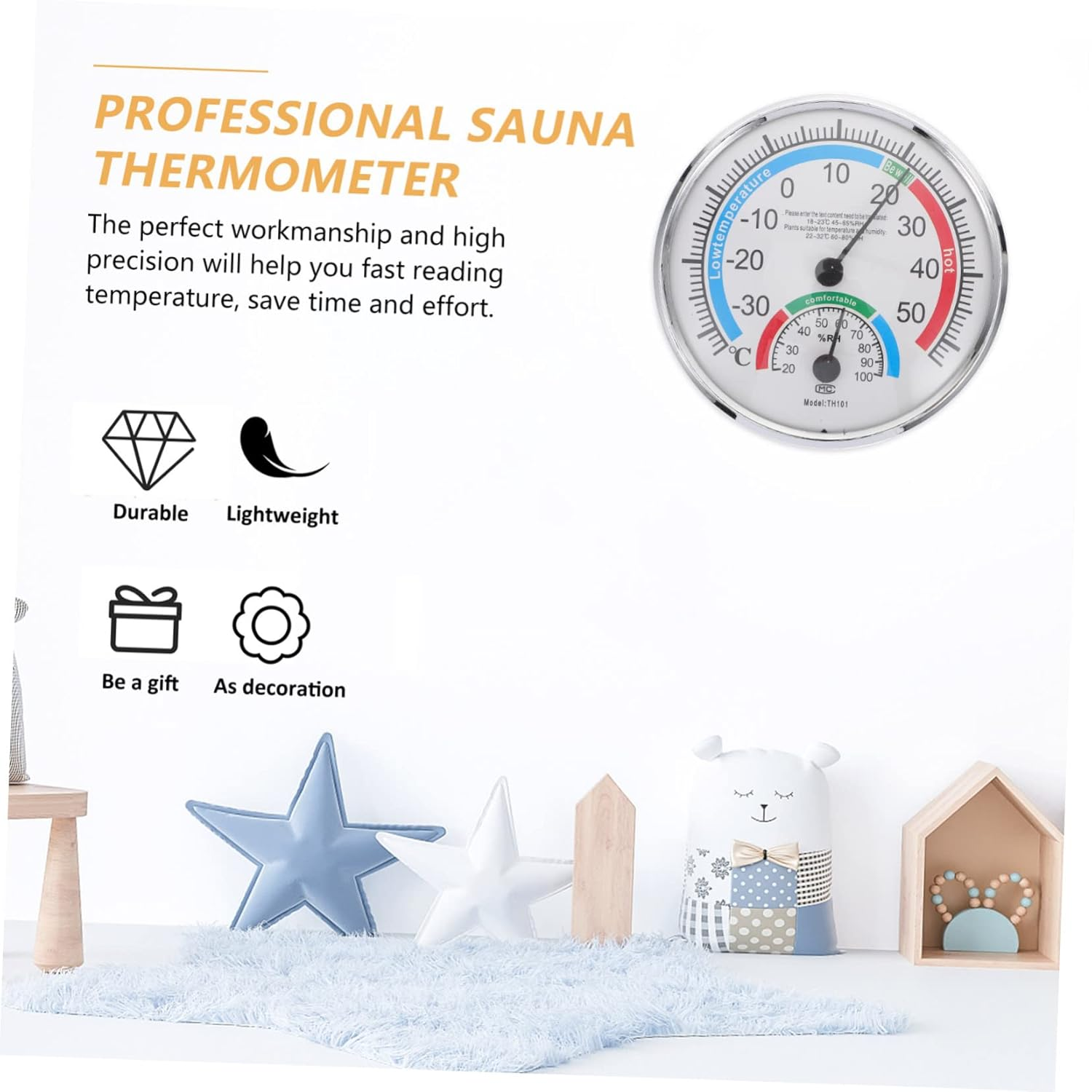 Luxshiny 2-In-1 Hygrothermograph Temperature and Humidity Monitor for Home and Patio High Precision Sauna Thermometer Hygrometer Digital Indoor Outdoor image number 2