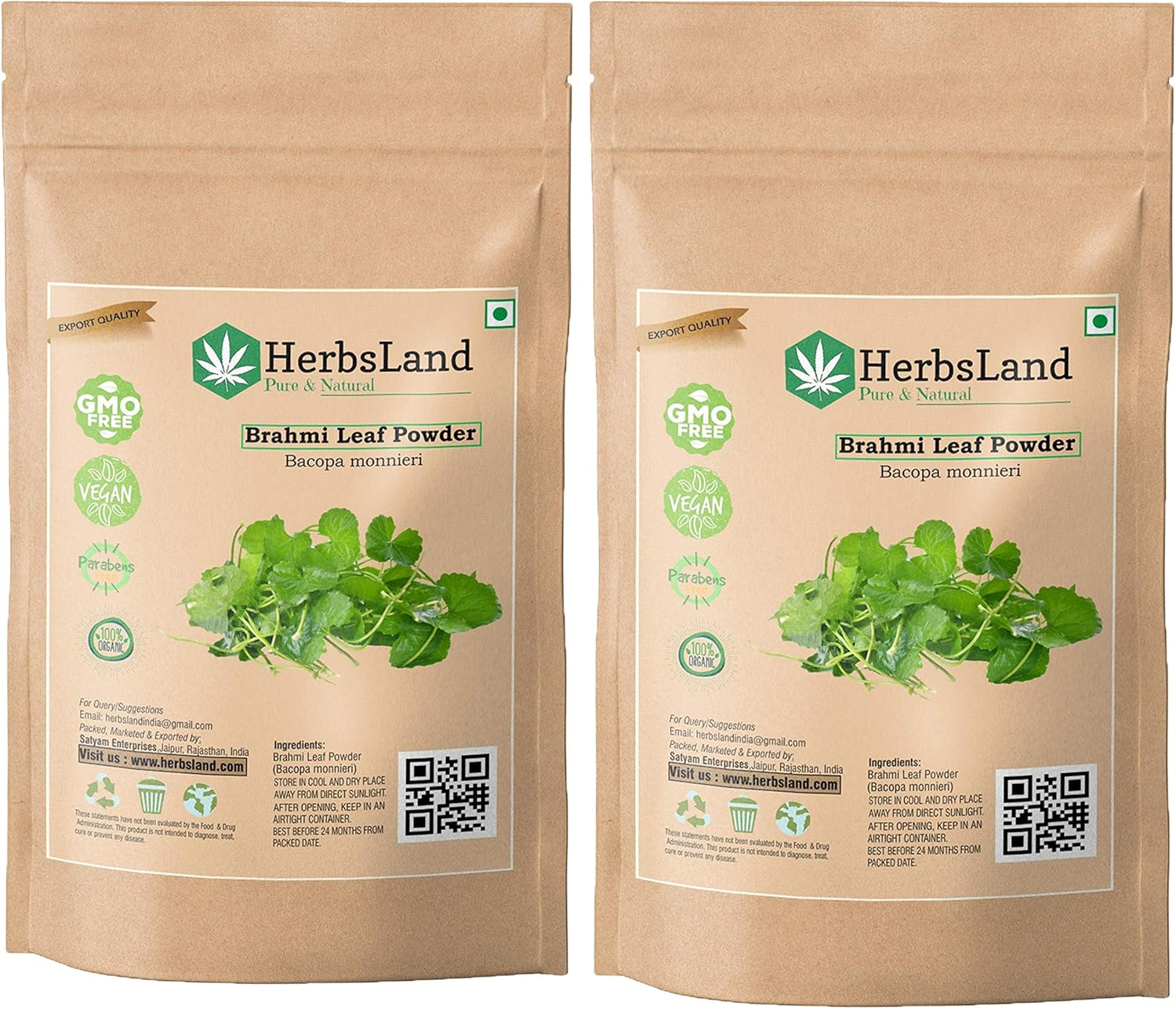 Herbsland&reg; 100% Bio Organic Brahmi Leaves Powder (Bacopa Monnieri) for Hair Growth & Skin Care | Hair and Scalp Treatment (200 Gm) image number 2
