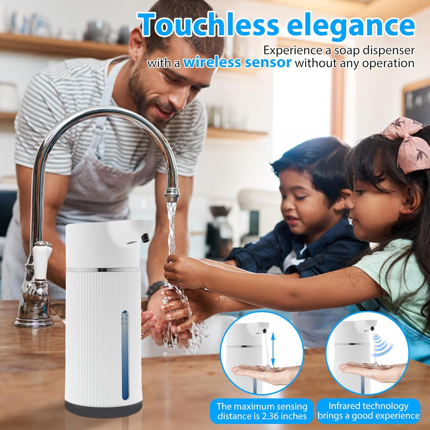 Automatic Soap Dispenser 14.2 Oz Capacity Foaming Soap Dispenser for Hand Sanitizer Shampoo Body Wash (White) - White image number 6