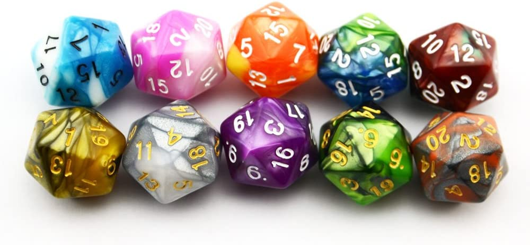 Smartdealspro 10-Pack Two Color 20 Sided Dice D20 Polyhedral Dice for DND RPG MTG Table Games - Color 12 image number 4