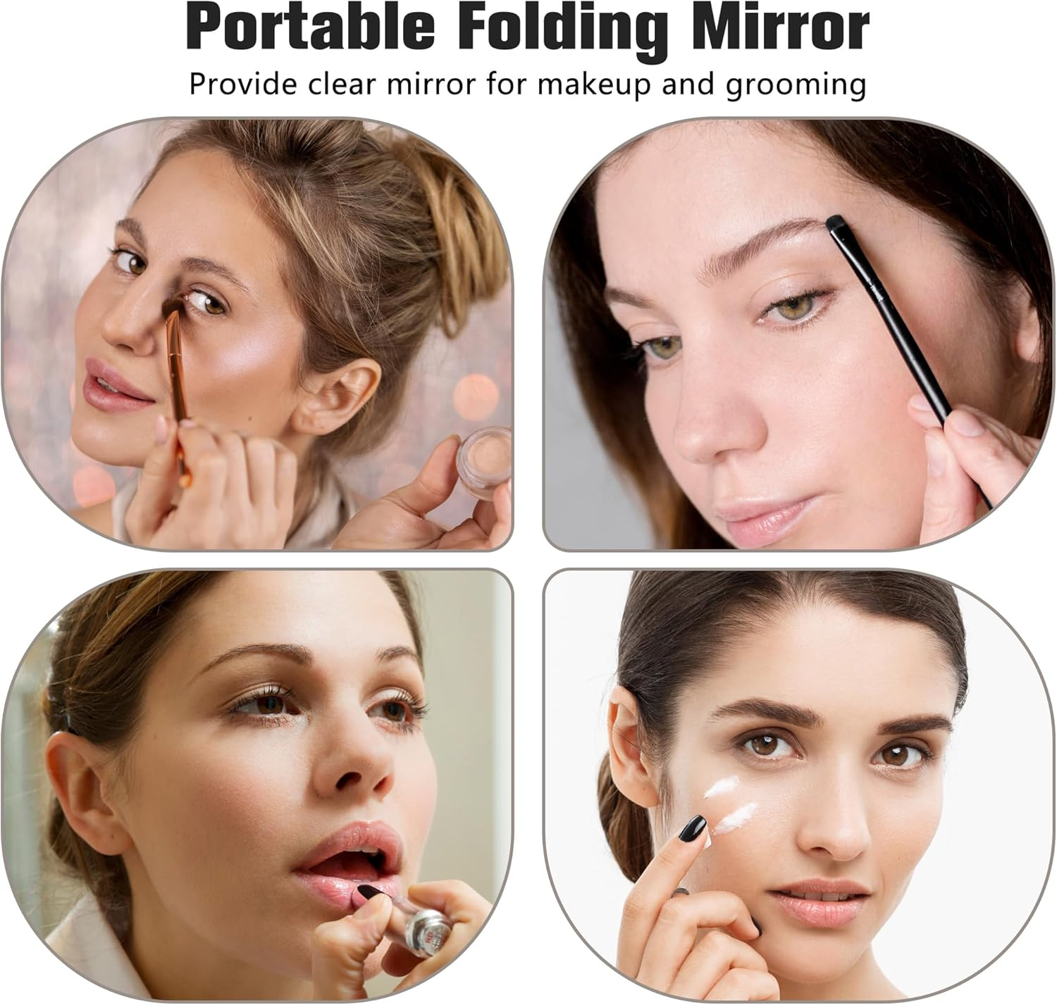 Zssxysm Compact Mirror, Travel Mirror, Small Hand Mirror with Cortical Shell, Ultra Thin Makeup Mirror, Portable Cosmetic Mirror for Travel, Camping & Makeup, 11 X 7 Cm - Gray image number 4