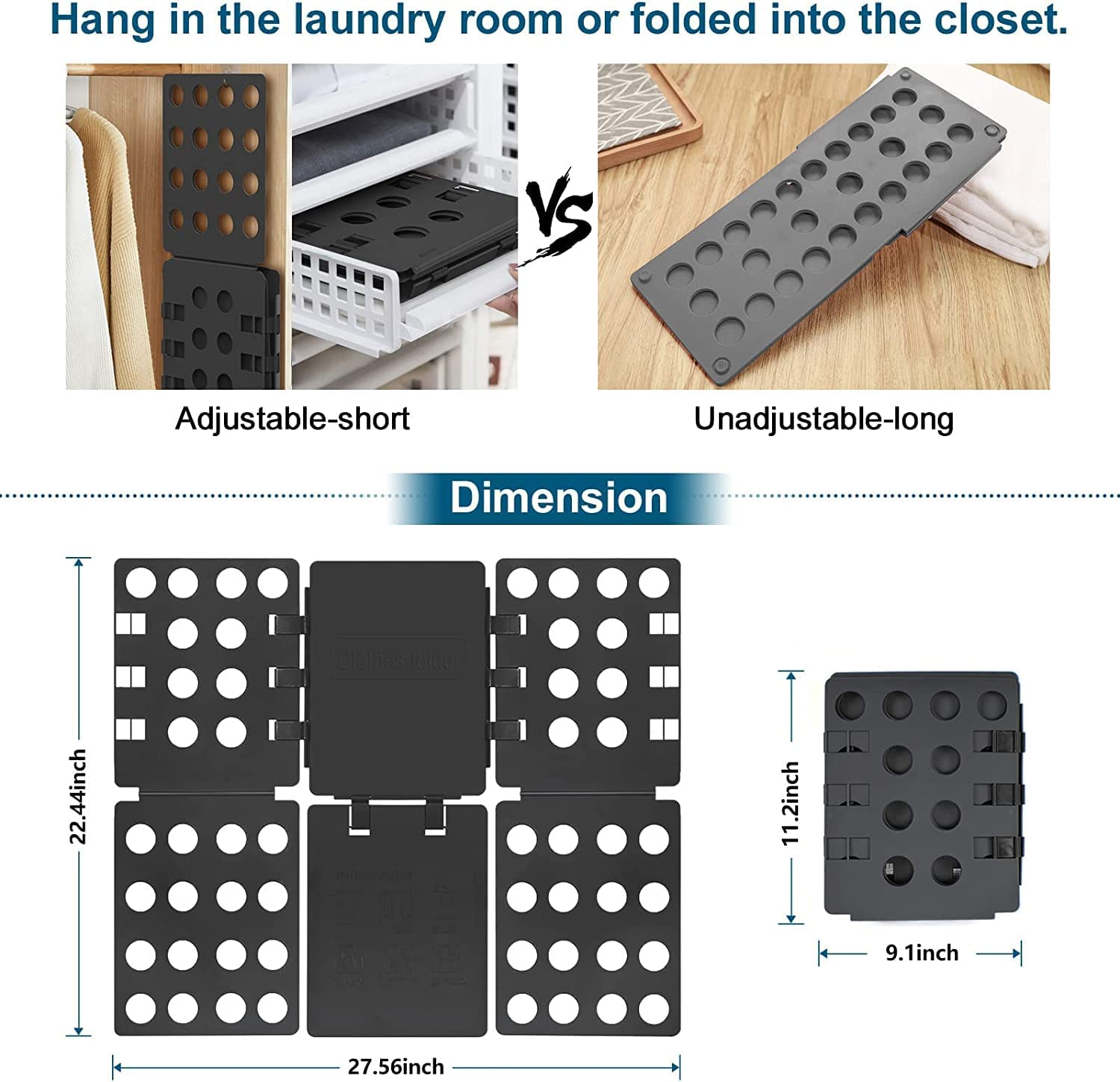 Shirt Folder Clothes Folding Board Laundry Room T Shirt Adjustable PP Plastic Folding Board Easy to Fold Clothes, Black