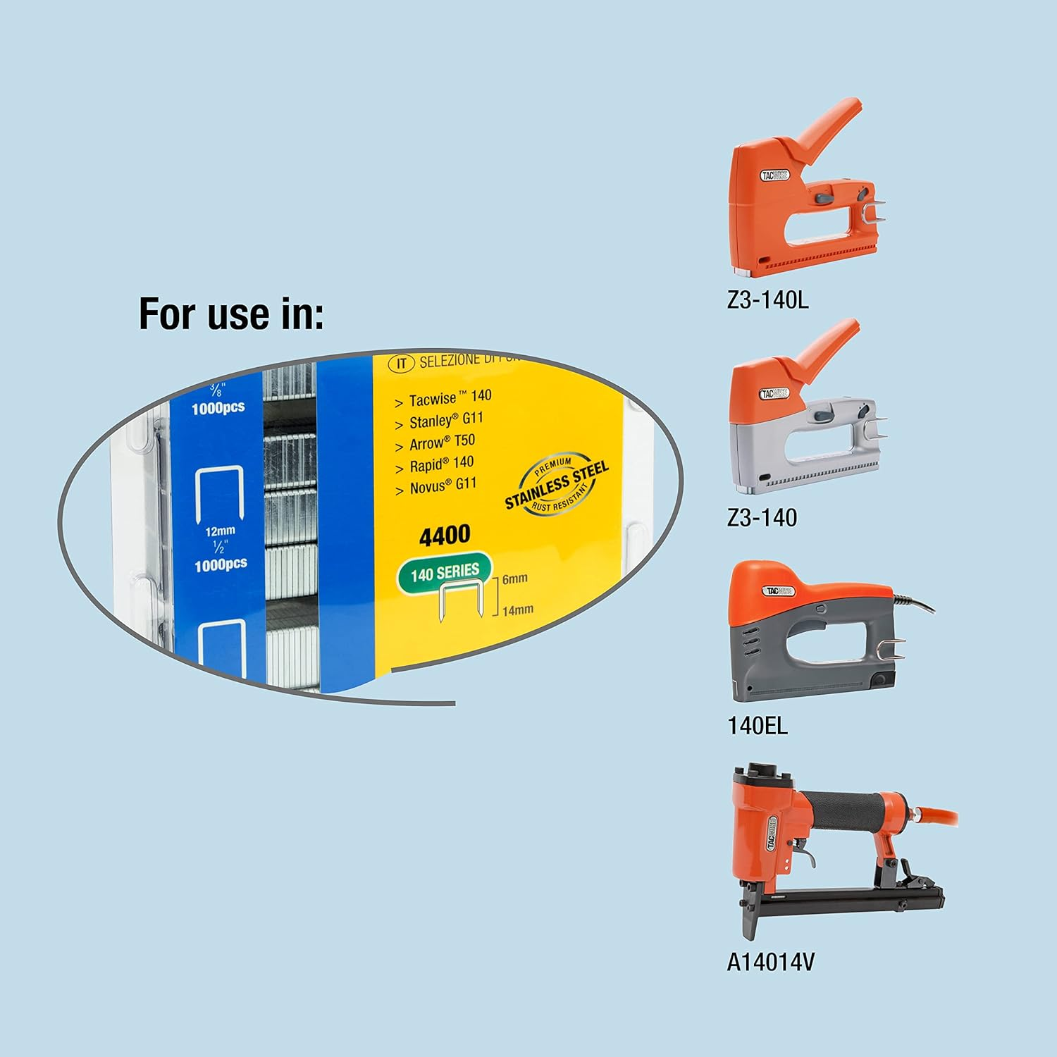 TACWISE 1341 Selection Pack of Type 140/6-14Mm Stainless Steel Staples, Pack of 4400 image number 4