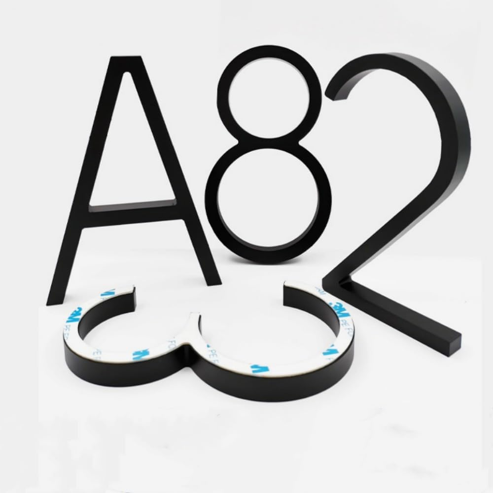 5 Inch Large House Number,Black Acrylic Modern Outdoor Address Sign for Yard Street and Mailbox, Self Adhesive Number for Door, Garbage Bins, Address Number (Number 4) - Number 0 image number 5
