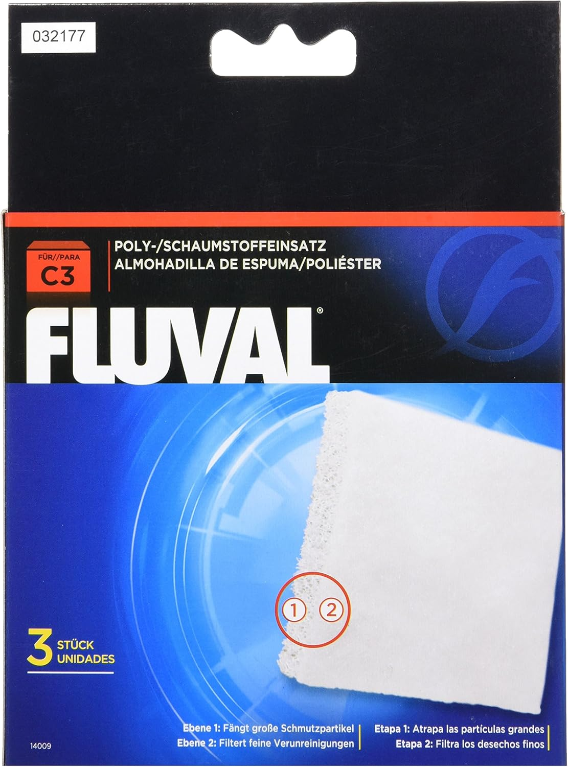 Fluval C Clip-On Filter Foam, Poly Cartridge 3-Pack