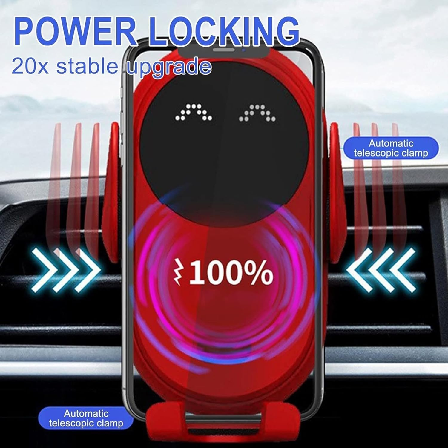 Carroll Fashion Phone Holder, Carollfashion Smart Car Wireless Charger Phone Holder, Carollfashion Cellphone Holder Charger, Smart Wireless Auto-Sensing Car Phone Holder Charger (Color : Blue) - Blue image number 5