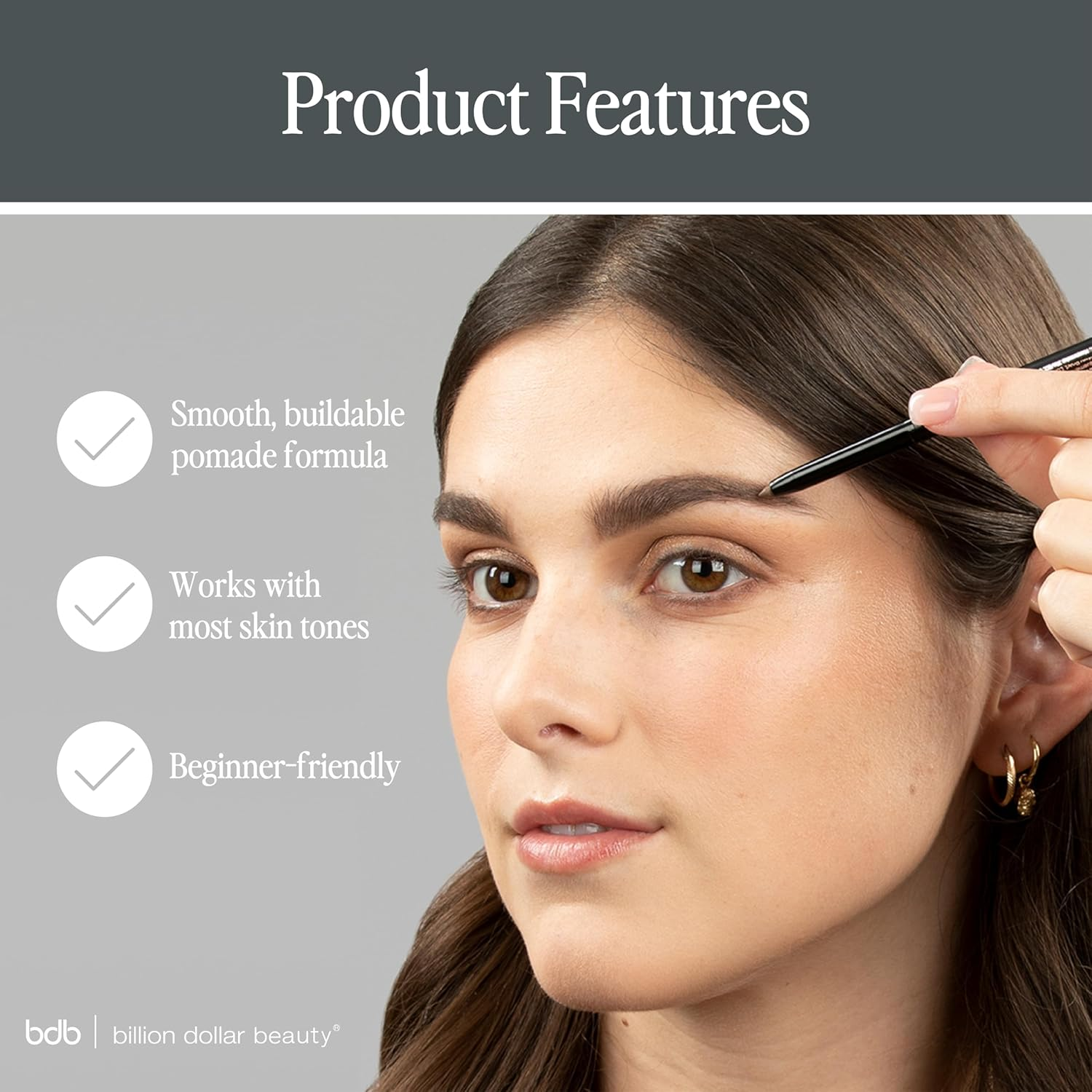 Billion Dollar Brows Universal Eyebrow Pencil &ndash; Dual-Ended Design with Precision Tip & Spoolie, Matte Finish, Waterproof, Easy to Use, Vegan & Cruelty-Free for Perfectly Defined Brows