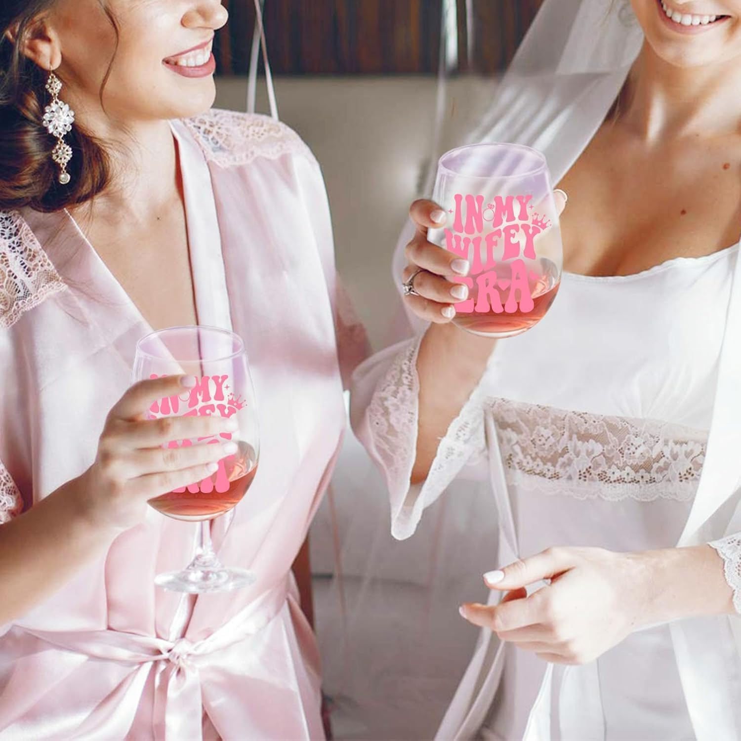 Bride to Be Gifts Cool Bridal Shower Wedding Engagement Gifts for Women Classy Bachelorette Gifts for Brides Best Friend Sister Colleagues Iridescent Wine Glasses 16Oz Wifey Cup Honeymoon Gifts image number 2