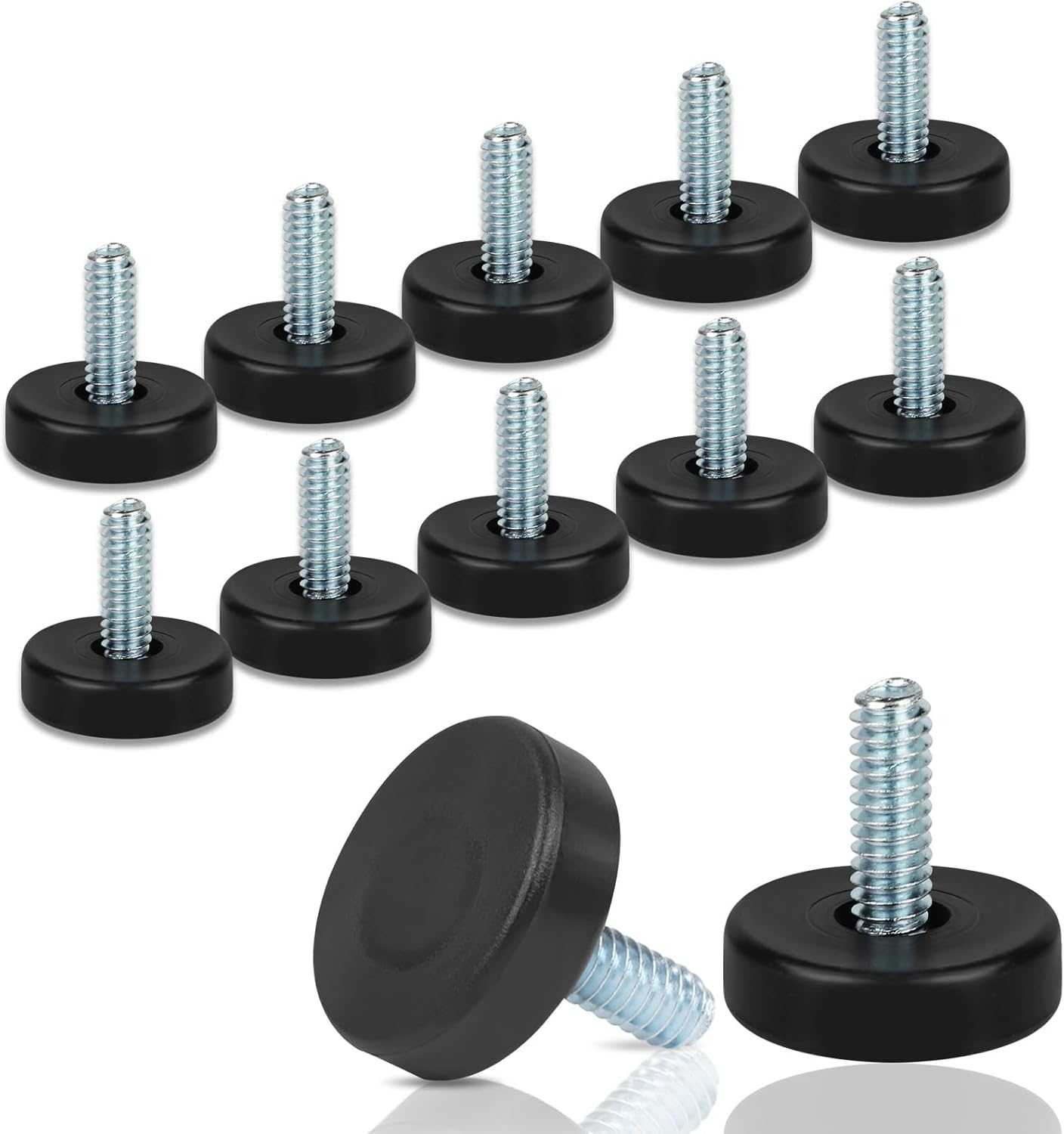 1/4" Thread Furniture Feet Levelers, 12 PCS Adjustable Furniture Feet Threaded Screw In, Leveling Feet Screw on Furniture Glide Leveling for Table, Cabinets, Chairs, Stool Legs image number 4