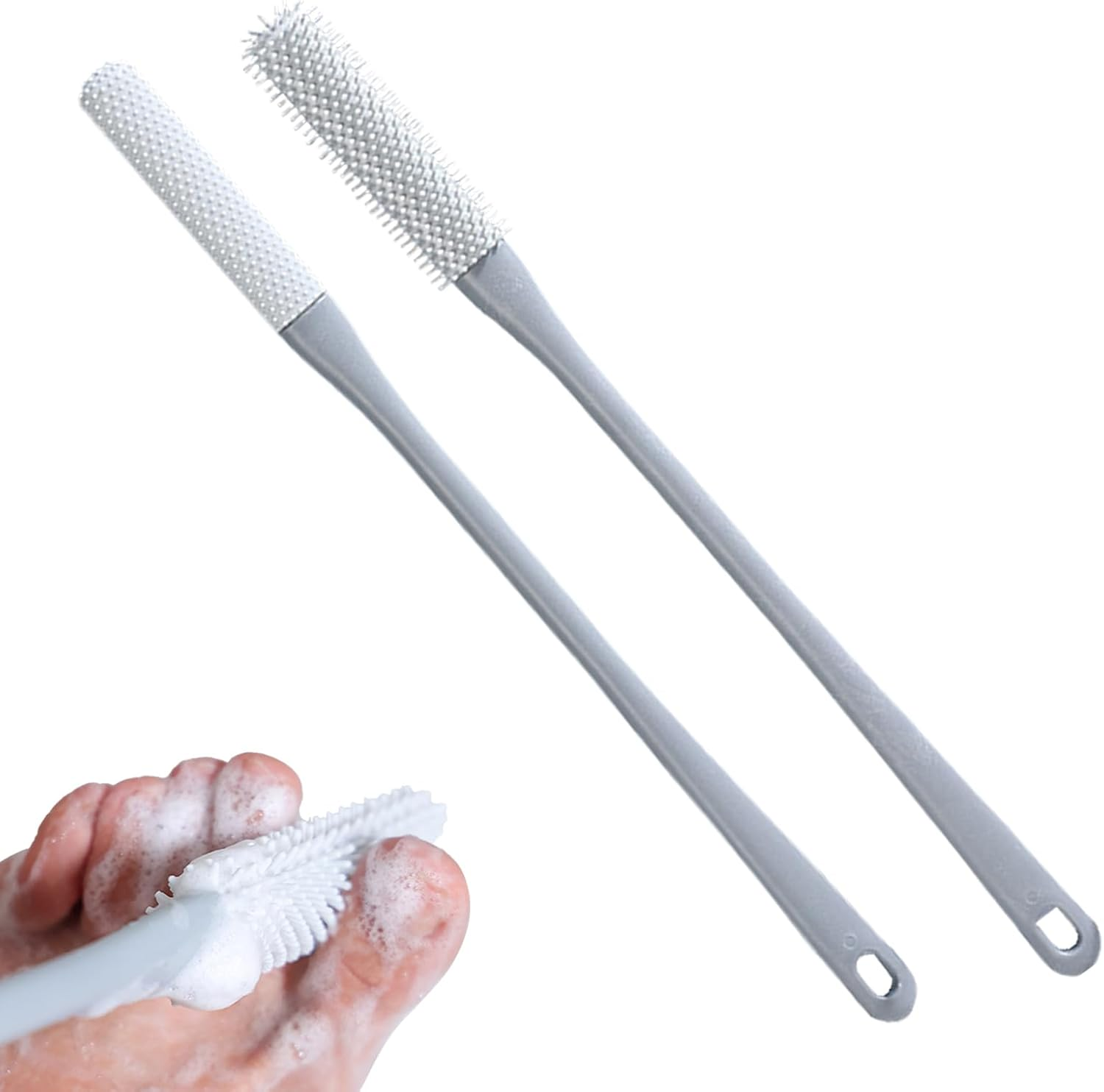 Long Handle Toe Brush,Silicone Bristles Toe Brush - Nail for Shower, Foot Scrubber in Shower, Extended Handle, Men and Women