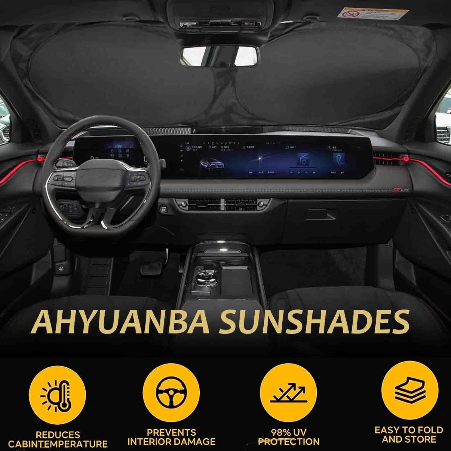 Windshield Sun Shade,Foldable Car Sun Shade Windshield,Sun Blocker for Car,Uv Block Shades for Front Windows,Suitable for Most Sedans,Suv and Trucks Accessories Prevents Fading