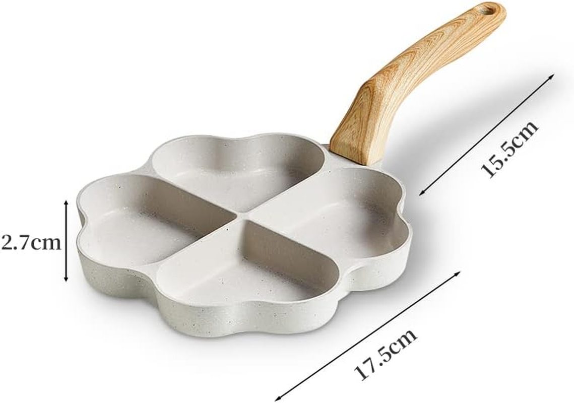 DAFEIKE Heart Shaped Pancake Pan Heart Shaped Pan for Eggs Shapes Frying Pan Nonstick 4 Cup, Ivory image number 3