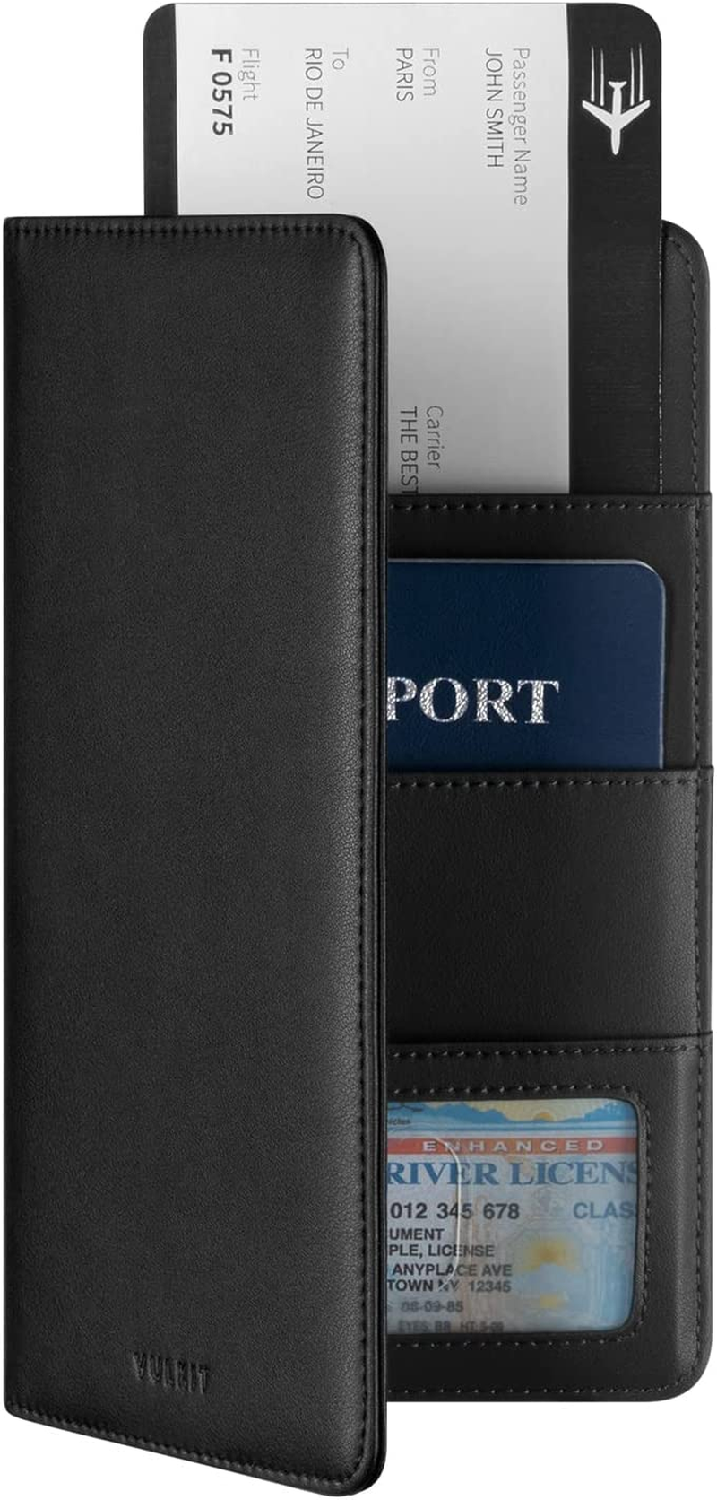 VULKIT Passport Wallet Premium Nappa Leather RFID Blocking Travel Wallet for Men & Women