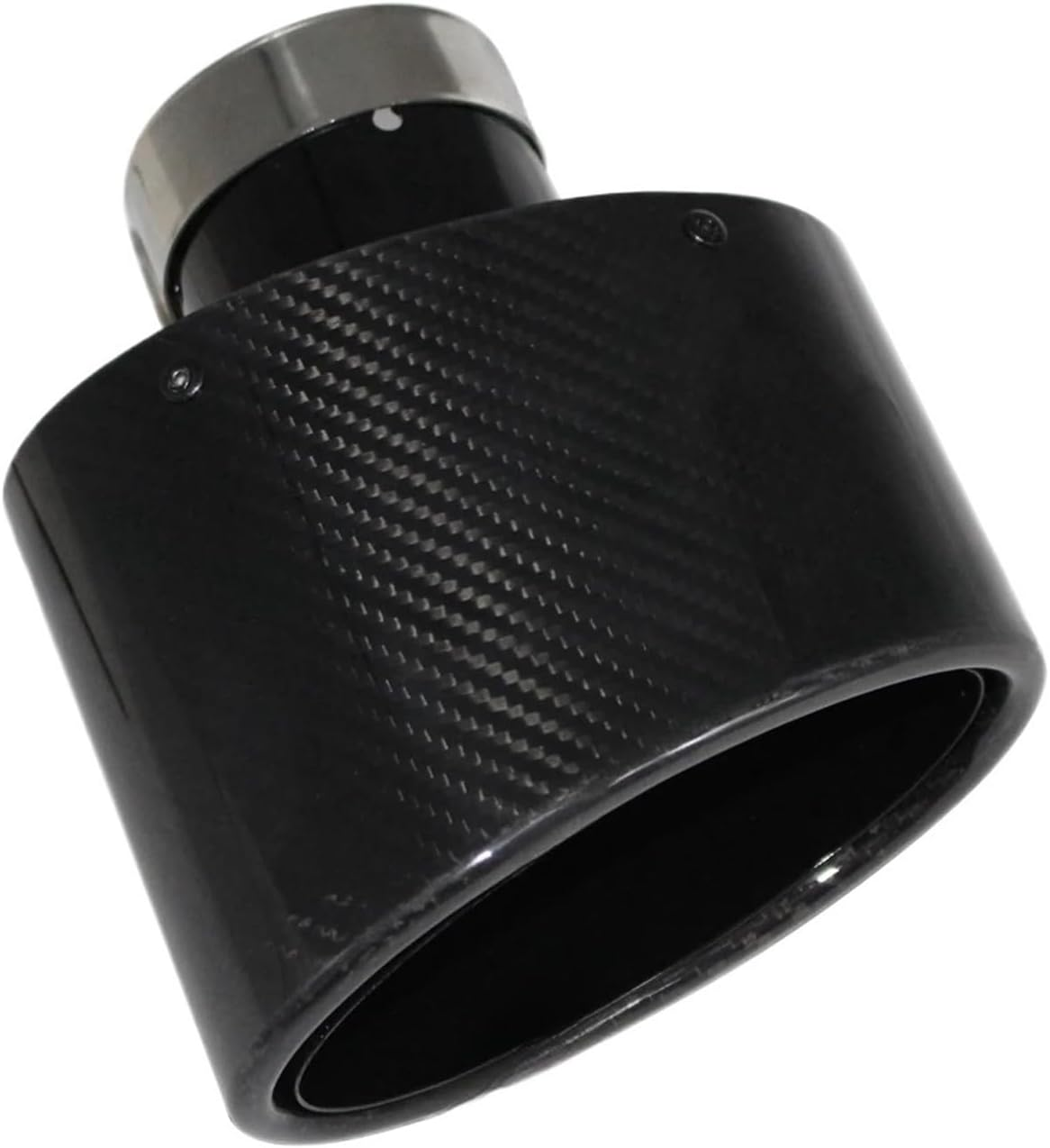 Gloss Carbon Fiber Car Muffler Tip Exhaust Tip Nozzle Decoration Universal Stainless Black Oval 150Mm Tilting Left Right(Right 73)