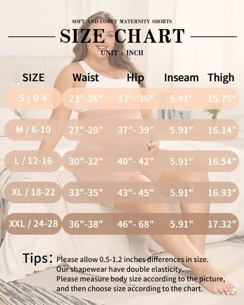 Maternity Shapewear for under Dresses over Belly Pregnancy Underwear Mid-Thigh High Waist Shorts Panties for Baby Shower