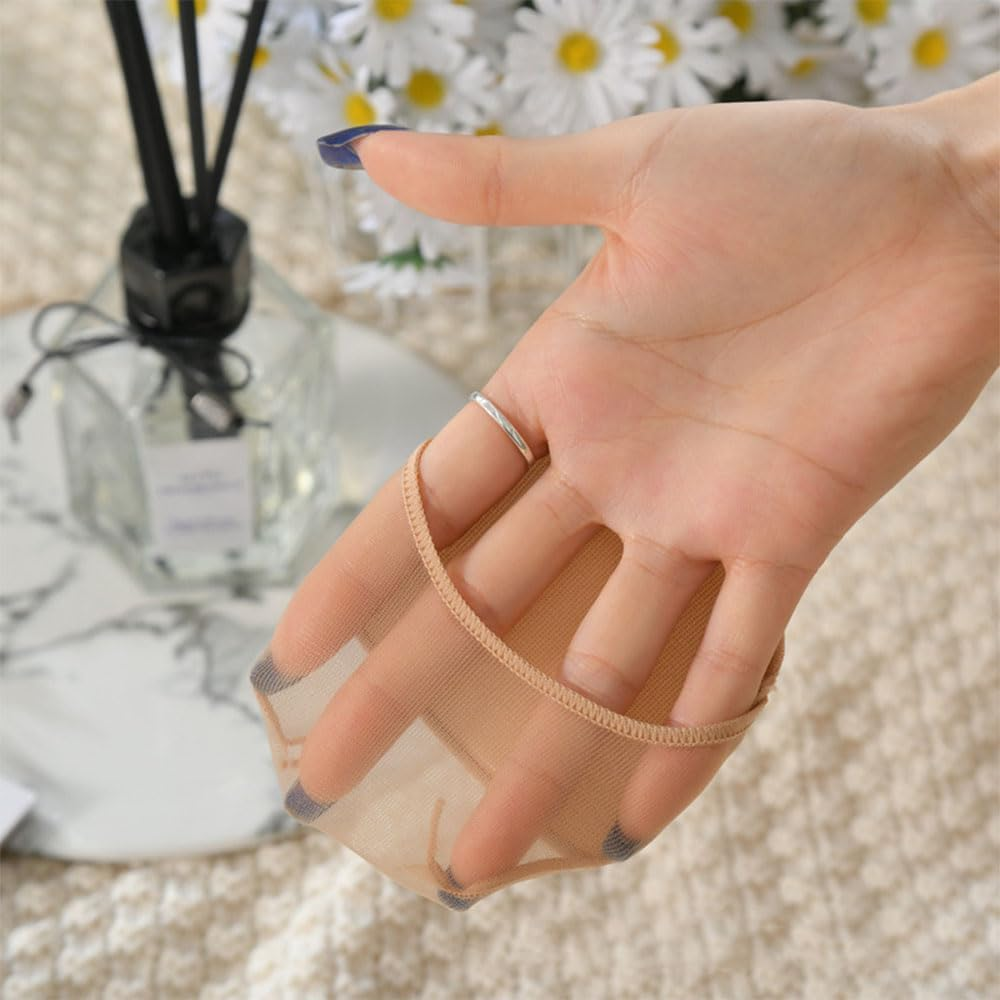 JZS Half Toe Socks,6 Pairs Lace Toe Topper Socks No Show Liner Seamless Socks with Padded Forefoot Non-Slip for Women One Size image number 2