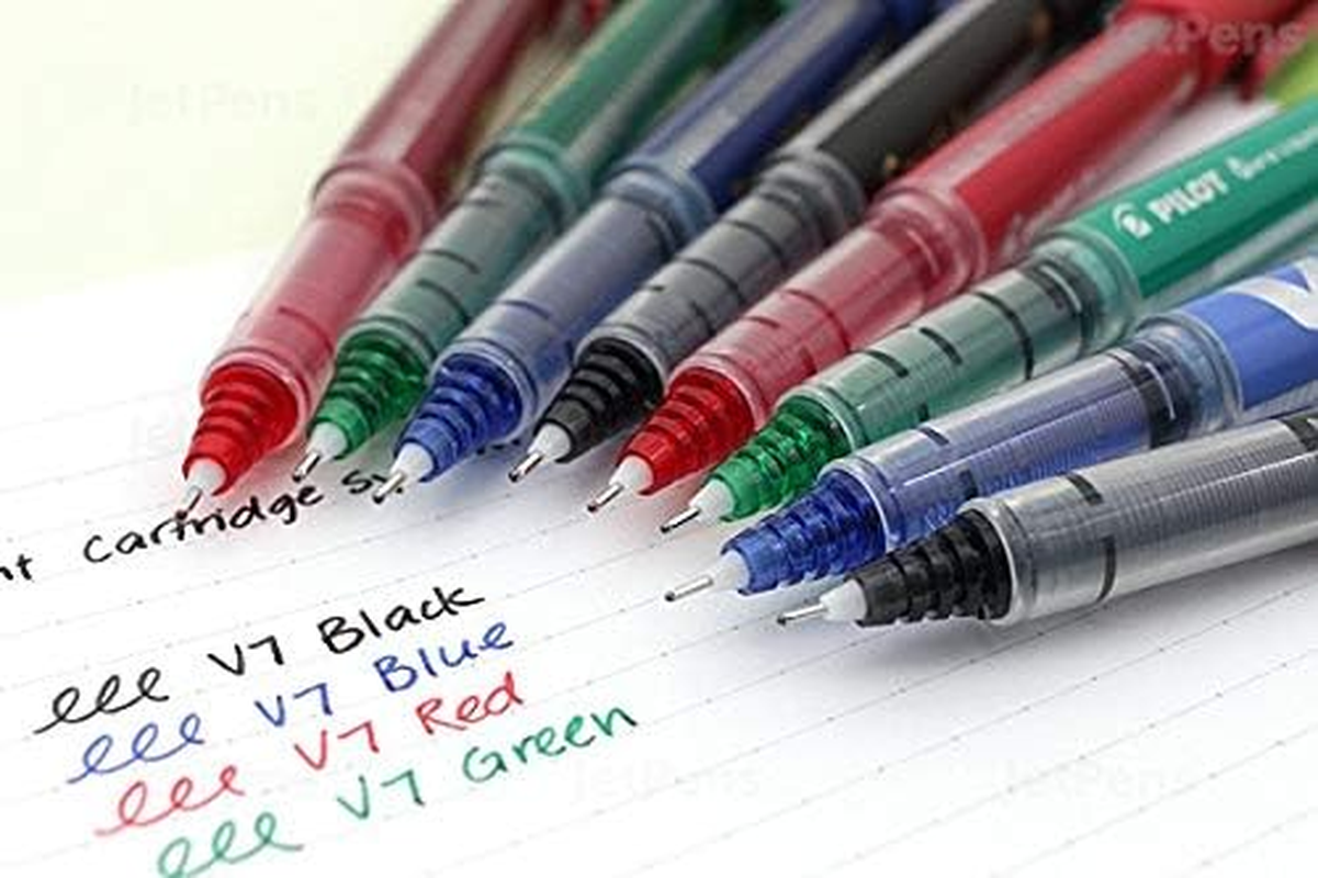 Pilot V7 Hi-Tecpoint Cartridge System Rollerball Pen Medium Point - (Blue 3 & Black 3)