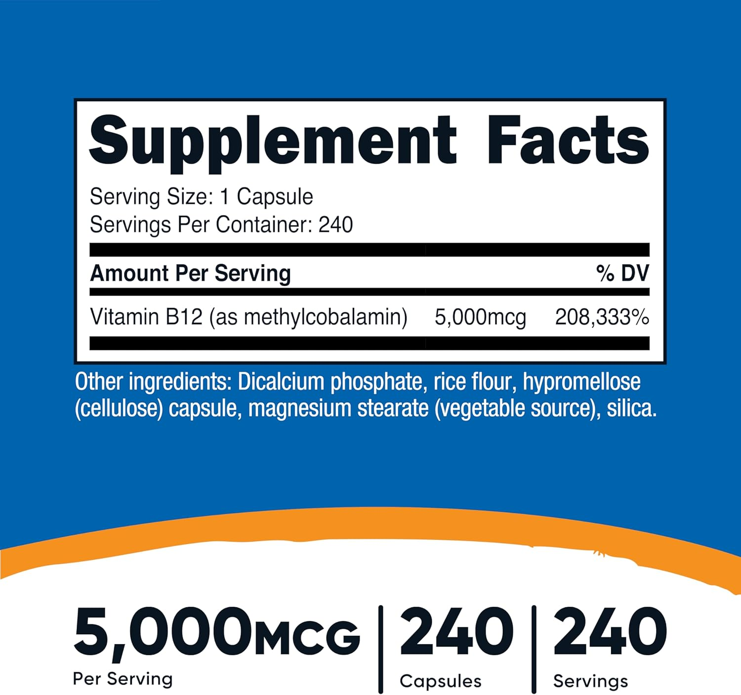 Nutricost Vitamin B12 (Methylcobalamin) 5000Mcg, 240 Capsules - Vegetarian, Non-Gmo & Gluten Free B12 Supplement image number 2