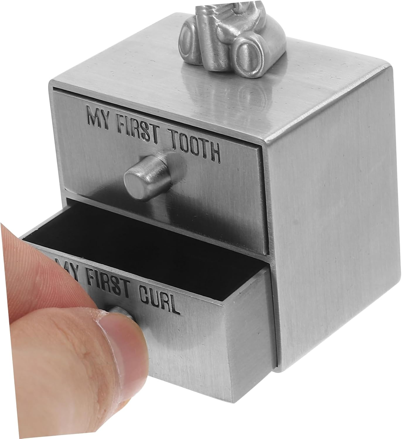 Double Metal Tooth Storage Box First Tooth and Curl Keepsake Box for Compact and Portable Design for Newborn Memories