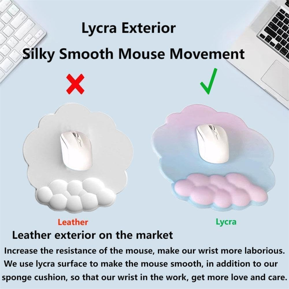 Cloud Mouse Pad with Wrist Rest Ergonomic Cloud Keyboard Wrist Support Comfortable Mouse Pad with Wrist Rest Soft Durable Design for Computer Keyboard and Mouse Ideal for Office Home Use image number 2