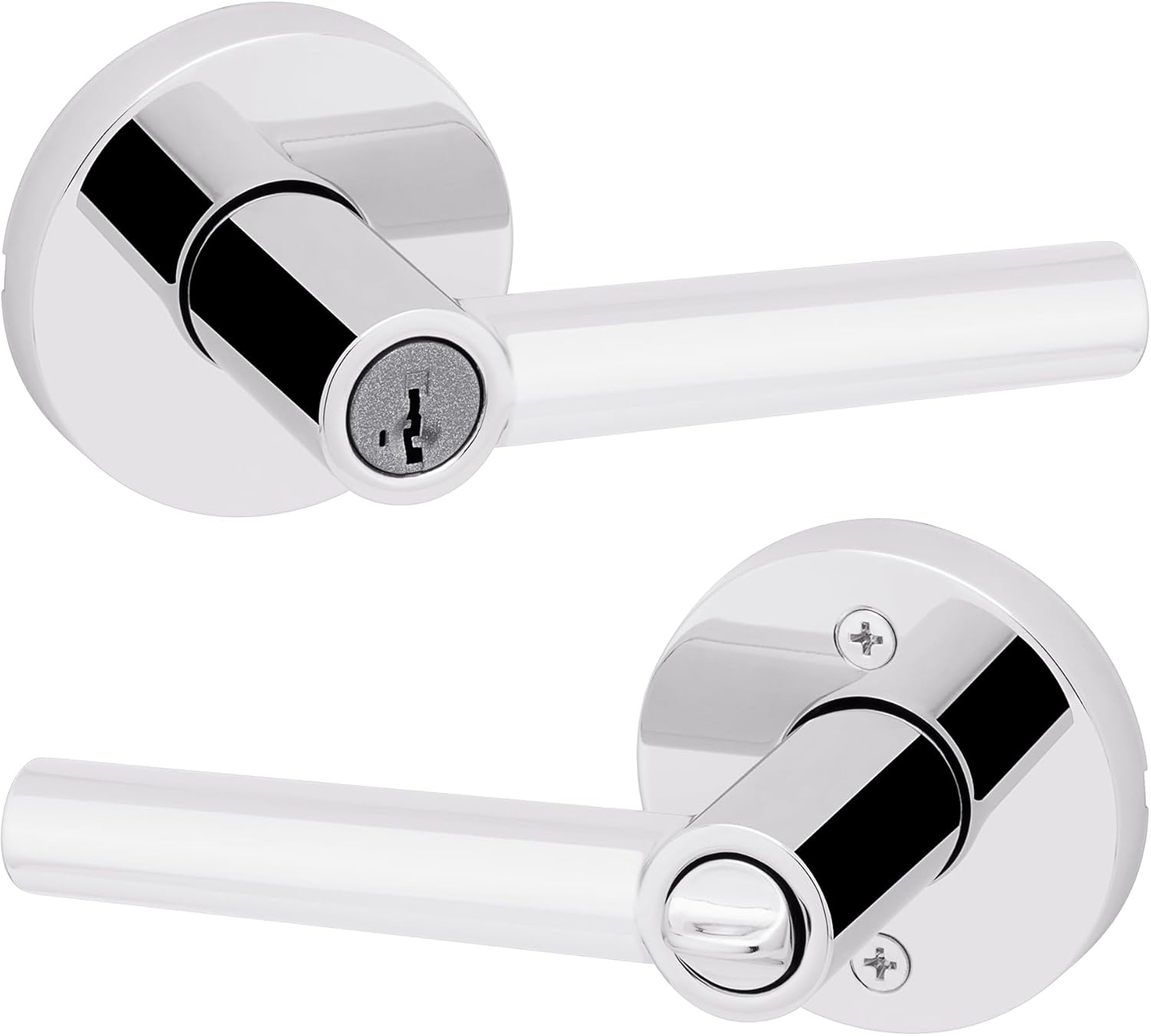 Kwikset Milan Dummy Door Handle, Single Sided Lever for Closets, French Double Doors, and Pantry, Satin Nickel Non-Turning Reversible Interior Push/Pull Lever