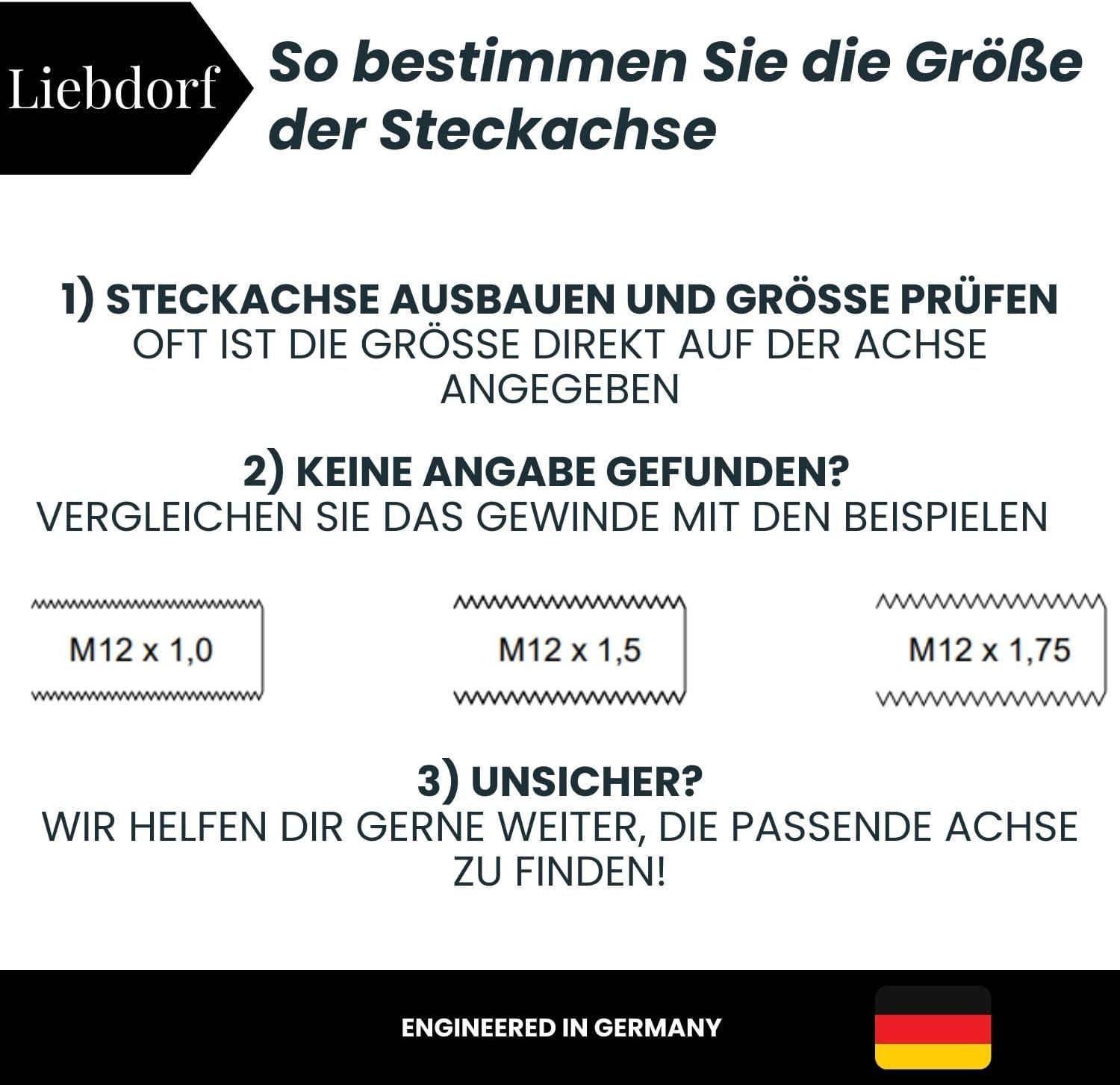 Liebdorf&reg; Thru Axle Bicycle Trailer - M12 Adapter for All Lengths - Bicycle Trailer Coupling - Bicycle Thru Axle Adapter (M12 X 1.0) image number 3