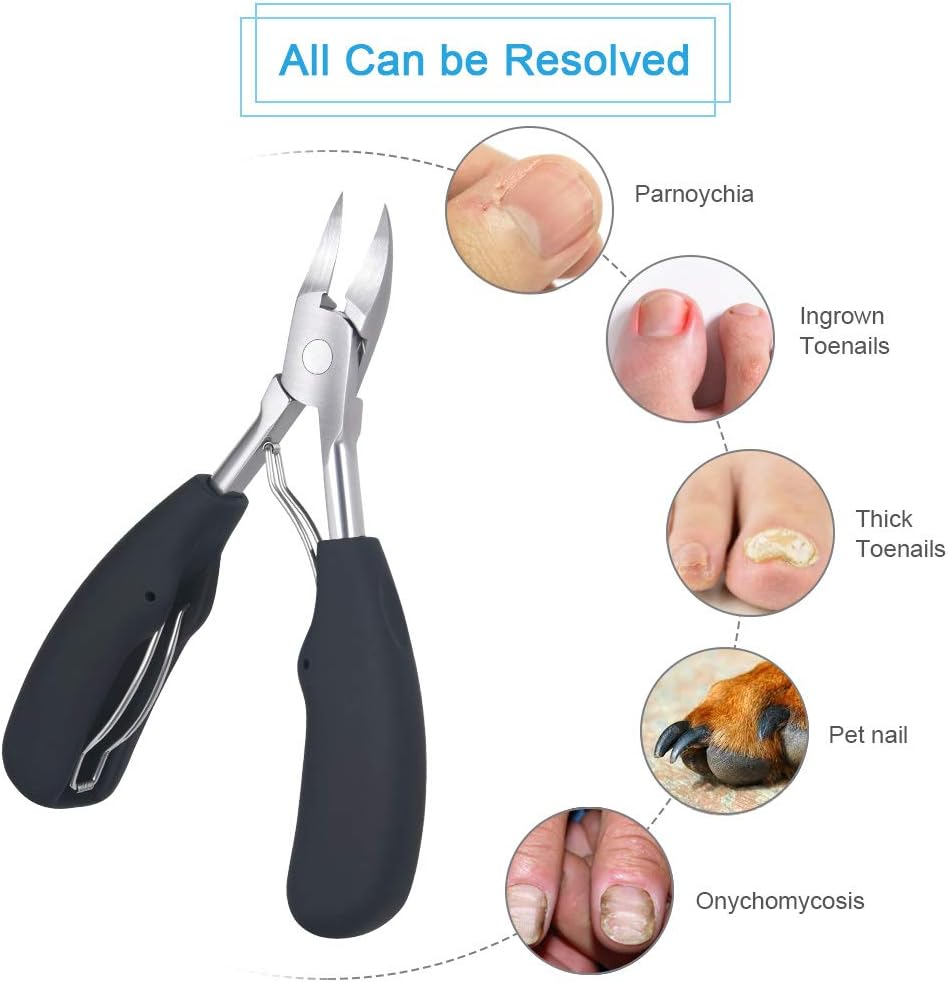 URAQT Toenail Clippers, Precision Nail Clippers Toenail Cutter for Thick or Ingrown Toenails, Heavy Duty Stainless Steel Cuticle Scissors Nail Nippers, with Protective Cover image number 6