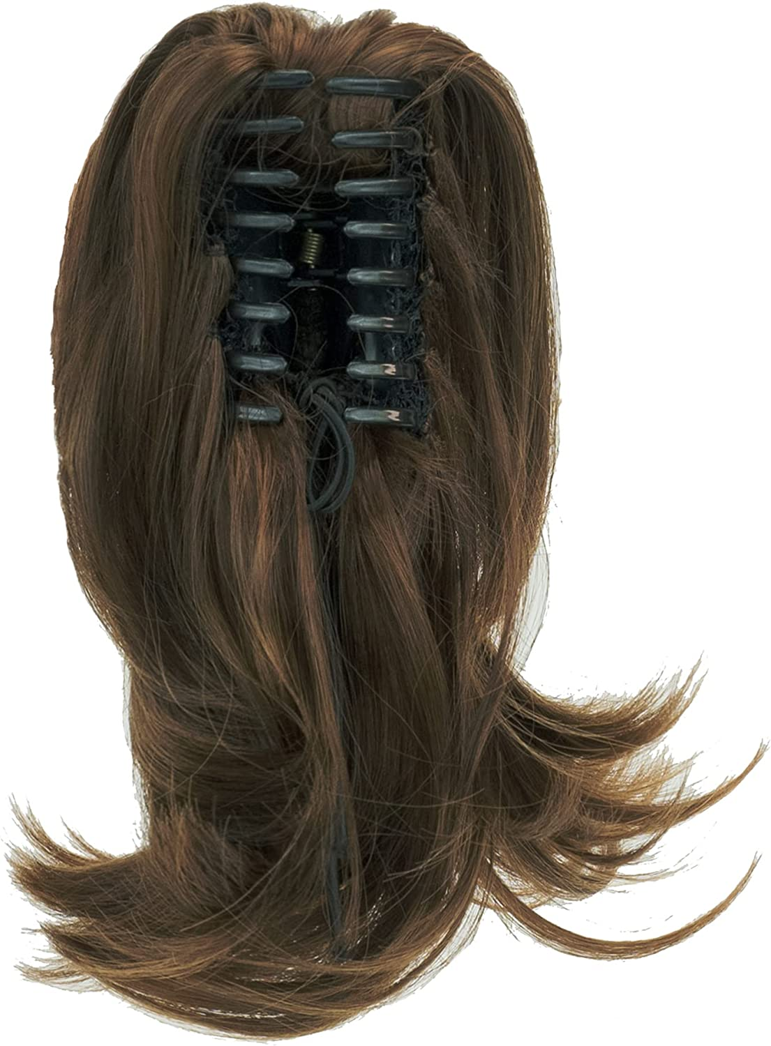 IMISSU Cute Short Claw Ponytail Grab Hairpieces Thick Clip in Hair Extensions Little Pony Tail Hair Pieces for Women (Light Brown) - Black image number 6