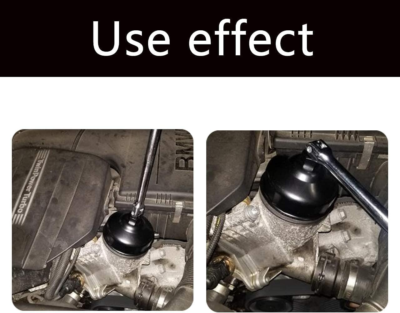 DEDC 3.39Inch/86Mm 16 Flutes Aluminium Oil Filter Wrench for BMW, Oil Filter Housing Cap Removal Tool for N20, N26, N51, N52, N54, N55, N63, N74, S55, S63 BMW Engines (Black) image number 5