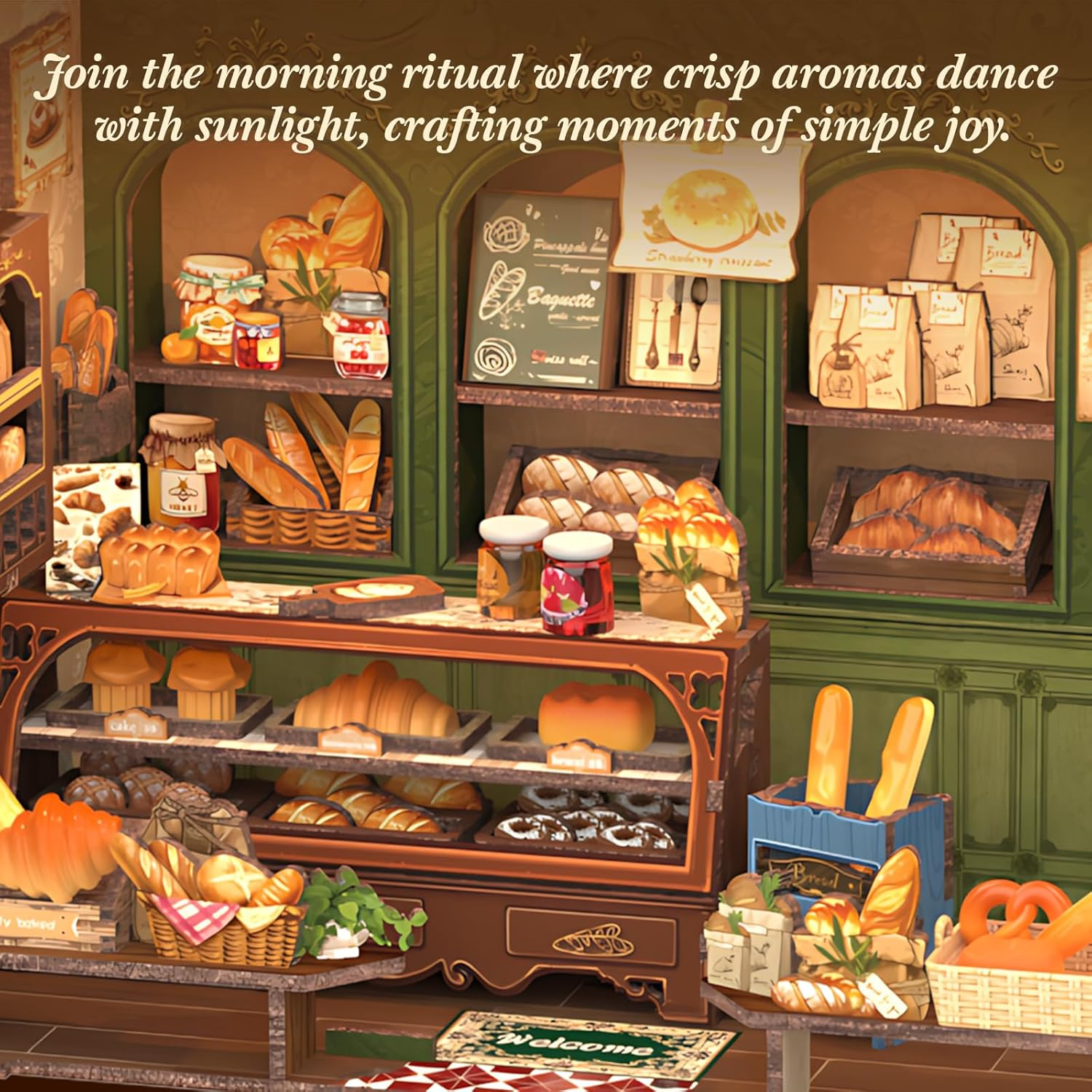 CUTEBEE Book Nook Kit - DIY Miniature House Dollhouse Kit for Adults and Teens, Booknook Tiny House Bookshelf Decor with LED Light, Gifts for Family and Friends (Mrs.Hunt Bakery)