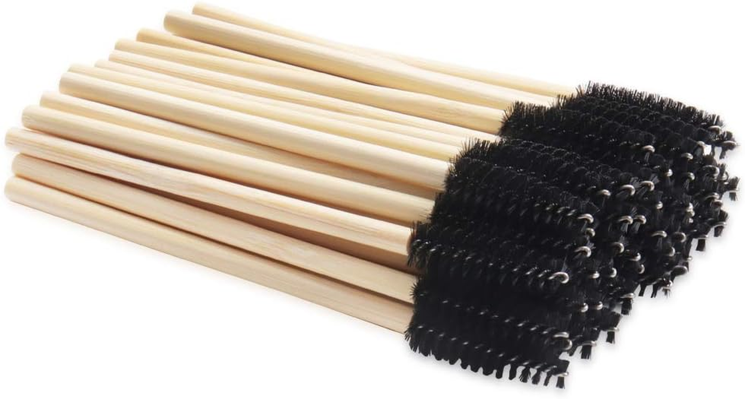 Myaokue-Up 100 Pack Bamboo Handle Mascara Wands Disposable Eyelash Brushes Lash Extension Tool, Pink
